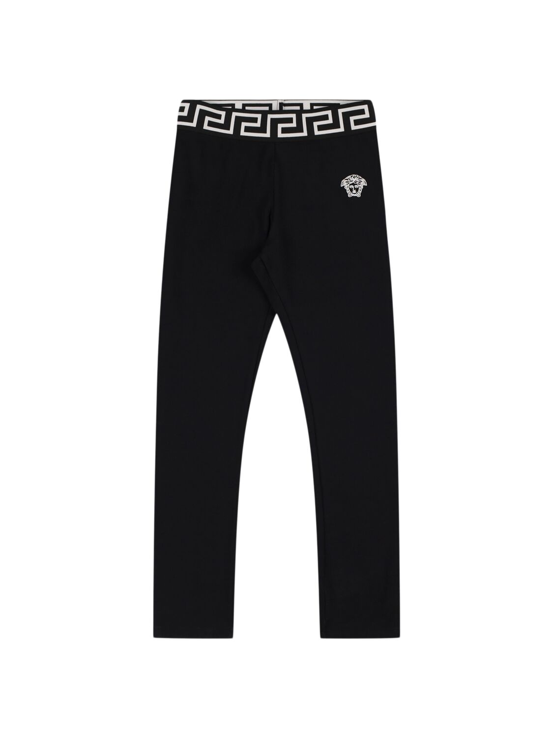 Versace Cotton Jersey Leggings W/ Logo In Black