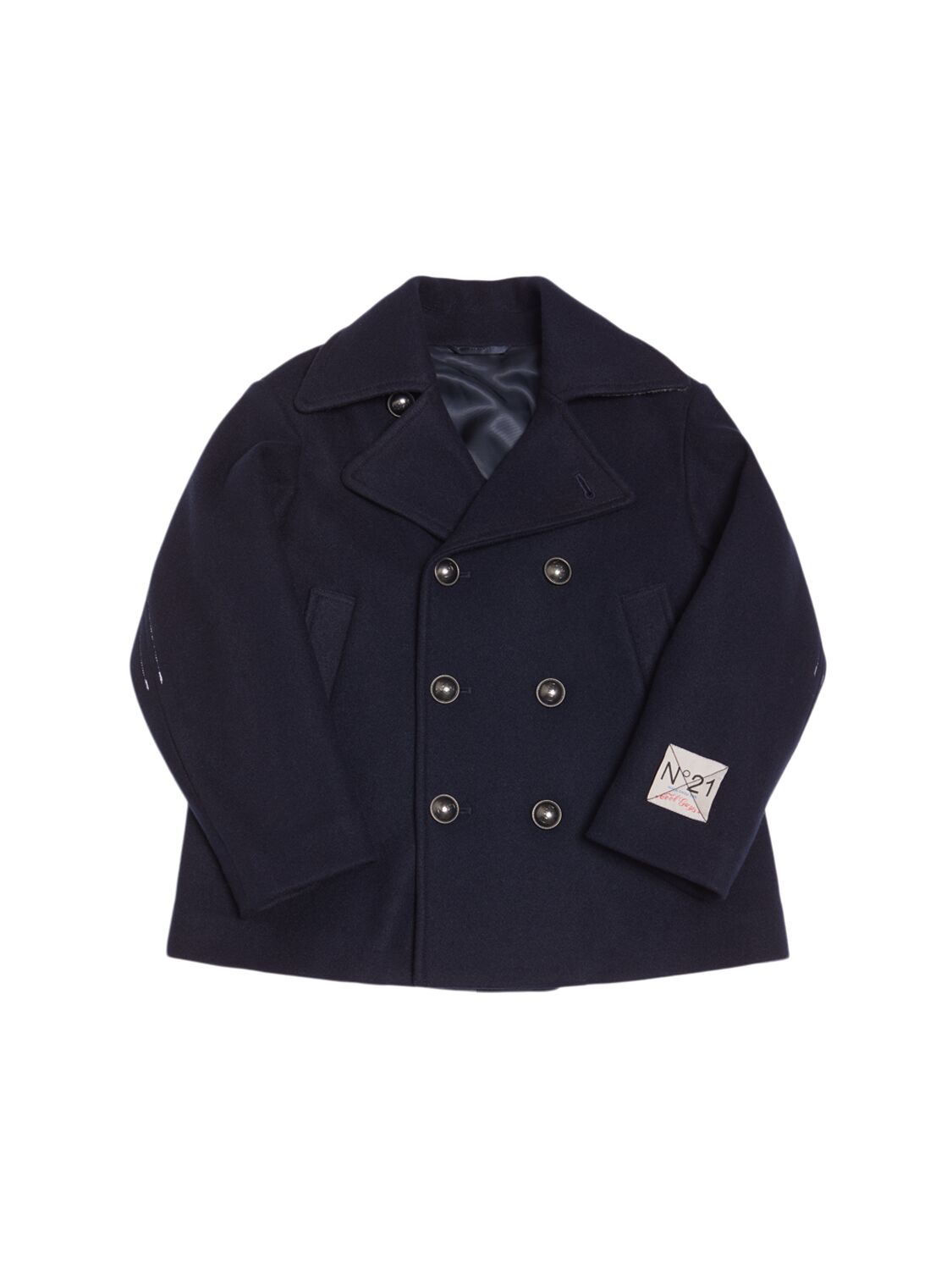 N°21 Poly Blend Coat In Blue