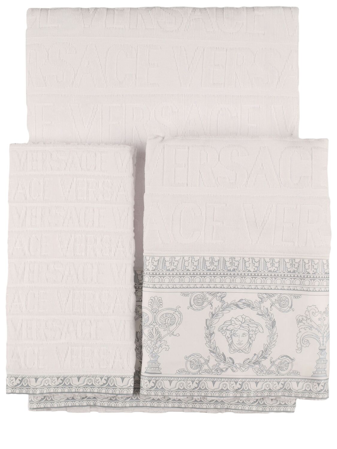 Versace Set Of 5 Barocco Towels In White