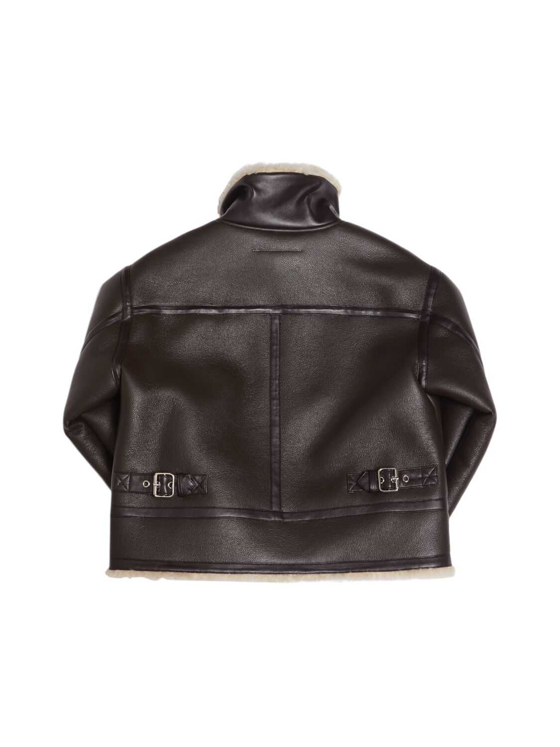 Shop Mm6 Maison Margiela Faux Shearling Leather Jacket In Black