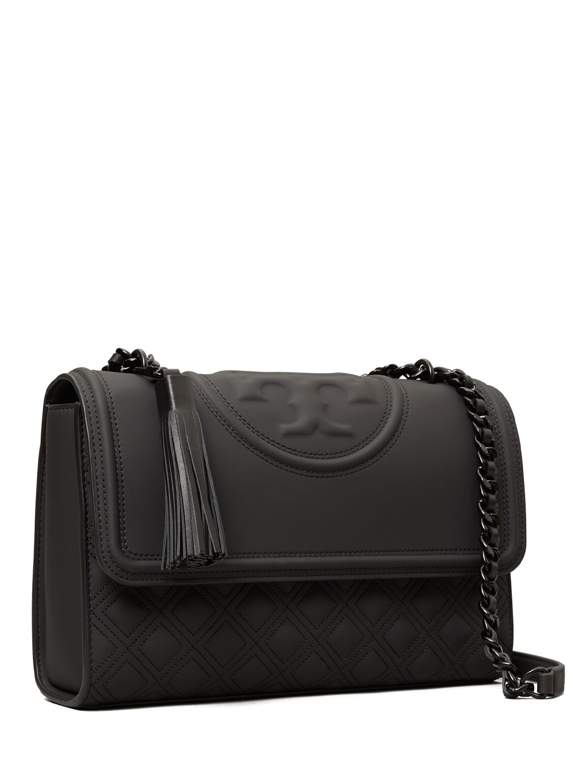 Shop Tory Burch Fleming Matte Convertible Shoulder Bag In Black