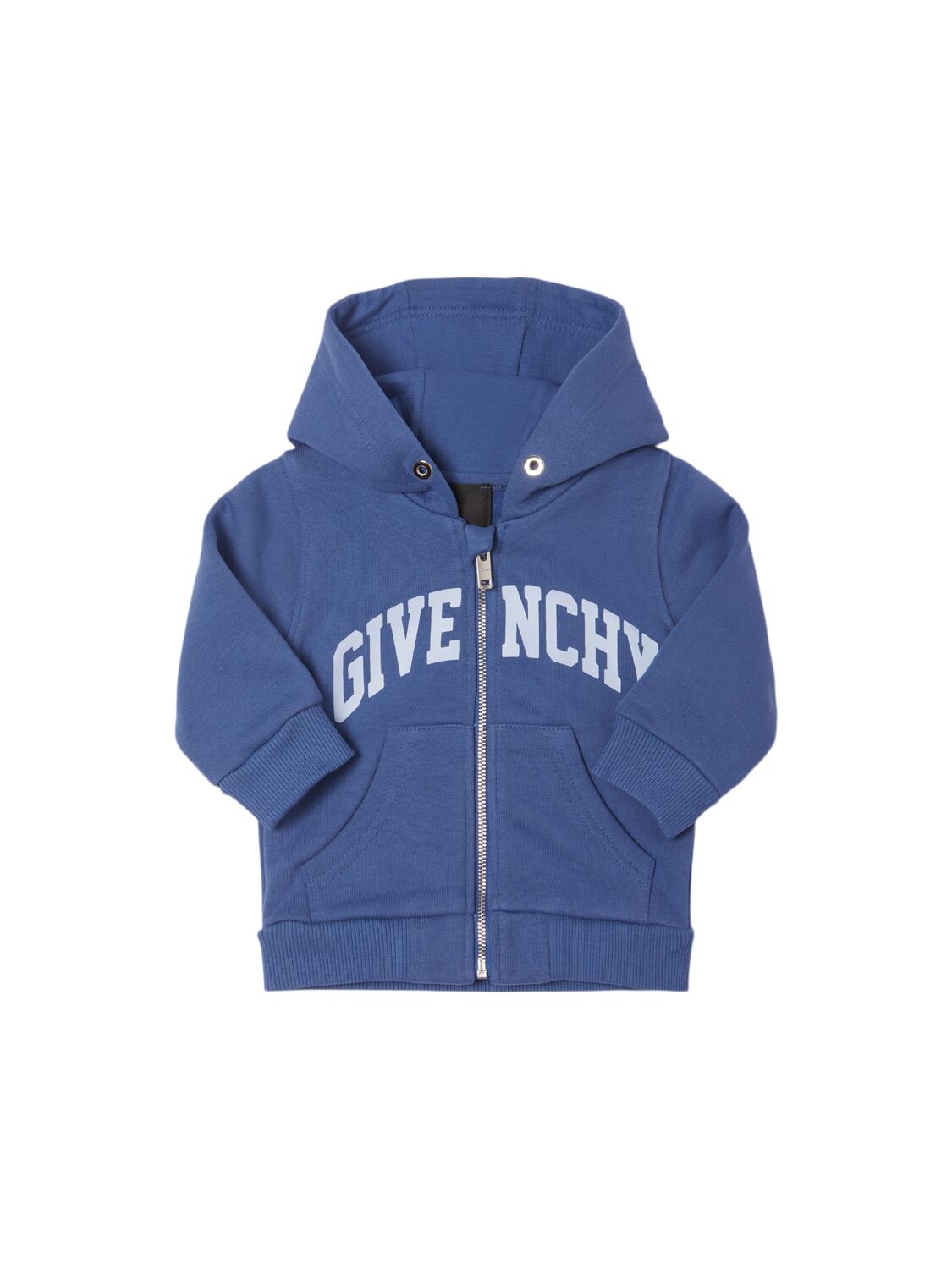Givenchy Printed Cotton Blend Zip-up Sweatshirt In Blue