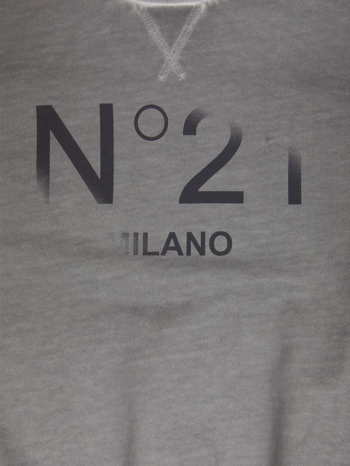 N°21 Printed Cotton Crewneck Sweatshirt In Grey