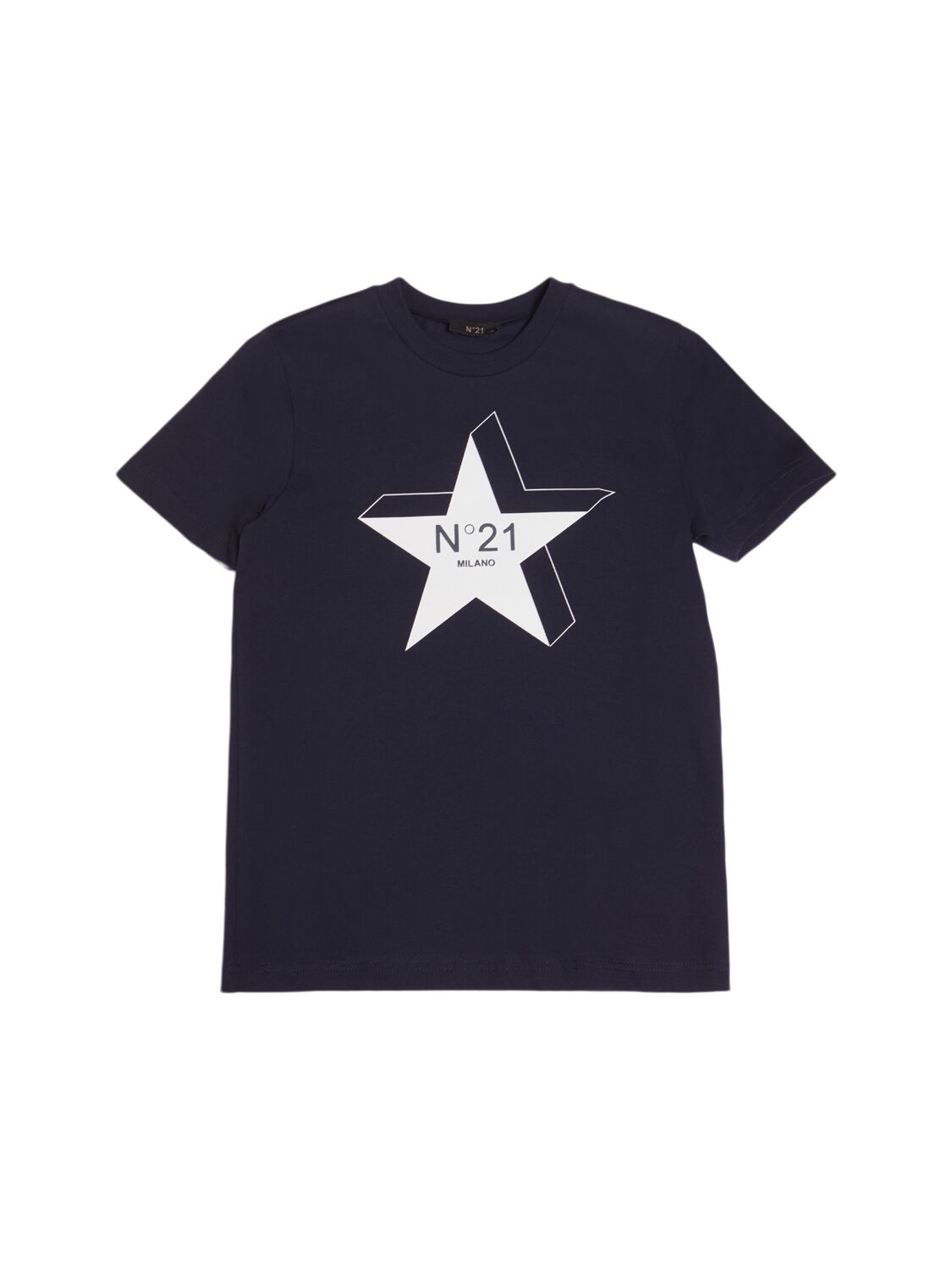 N°21 Printed Cotton Jersey T-shirt In Blue
