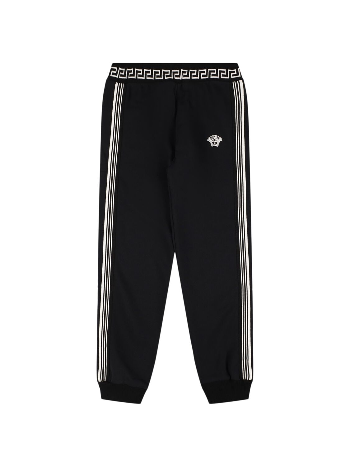 Versace Embroidered Cotton Sweatpants In Black