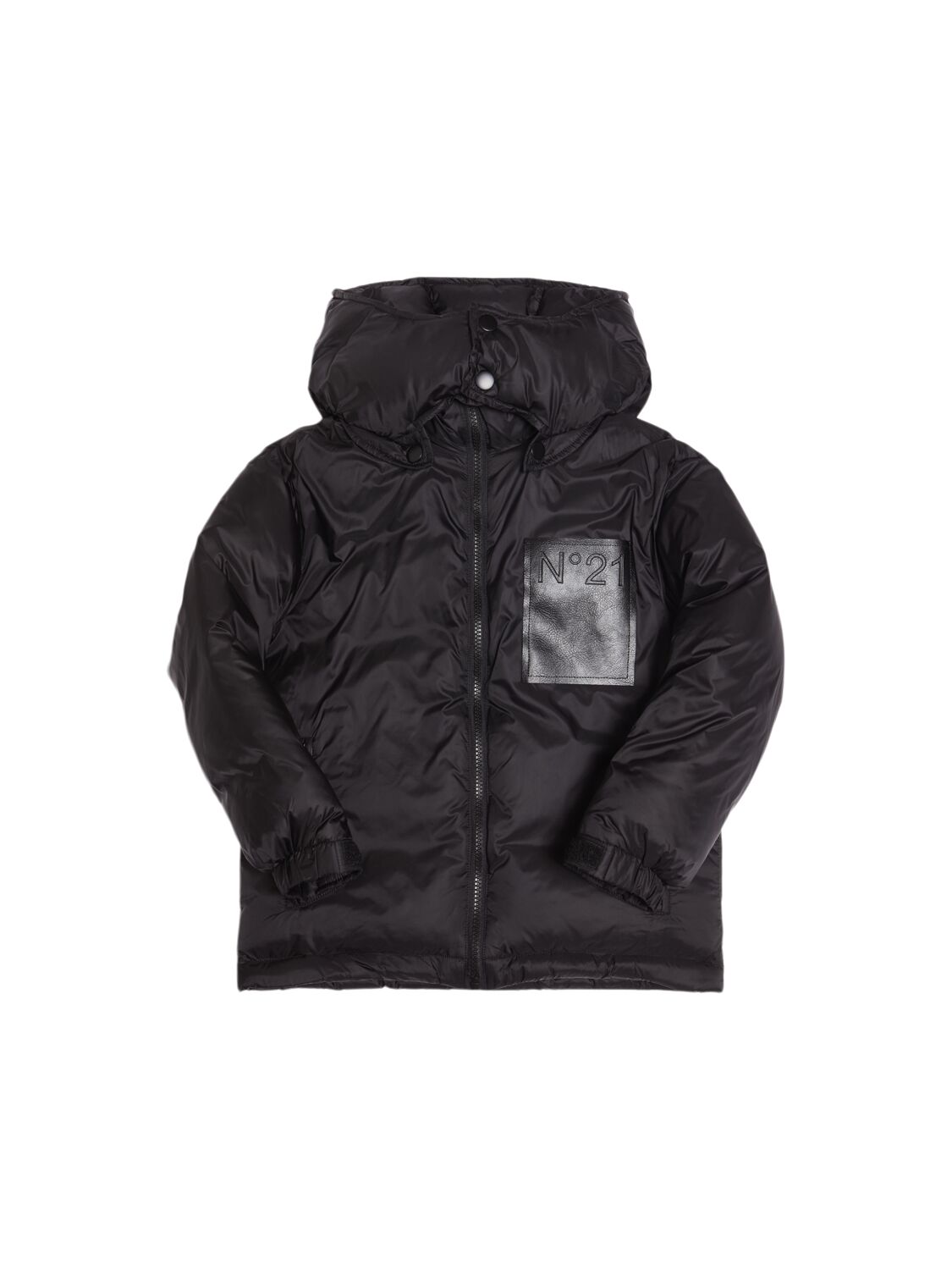 N°21 Hooded Nylon Puffer Jacket In Black