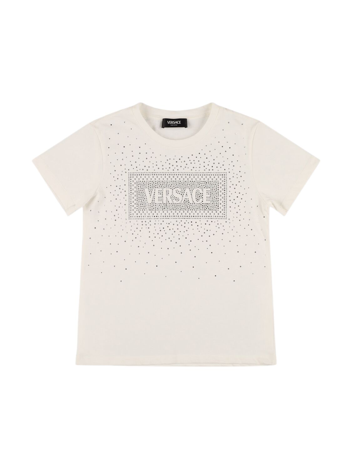 Versace Embellished Cotton Jersey T-shirt In White