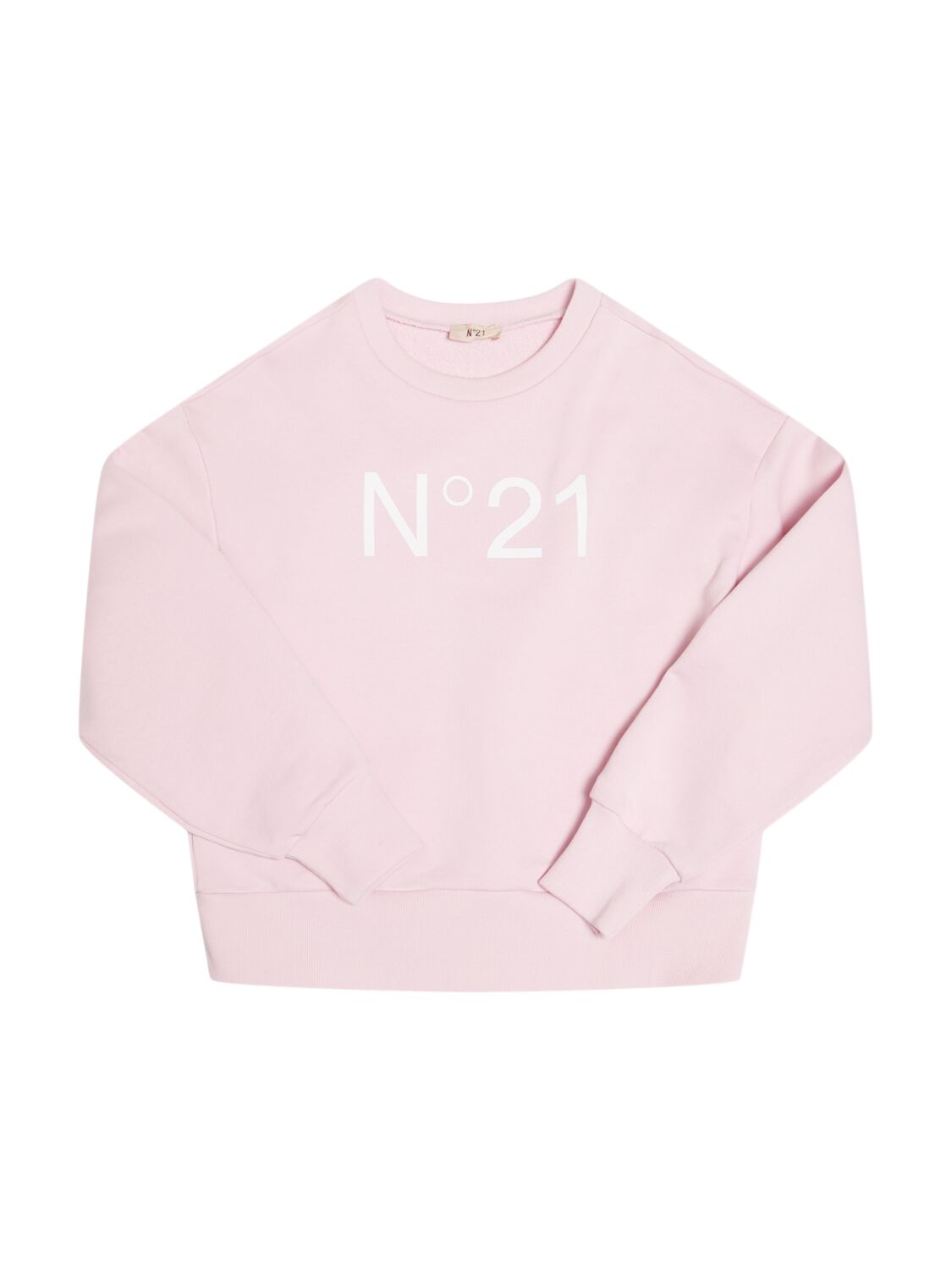 N°21 Printed Cotton Crewneck Sweatshirt In Pink