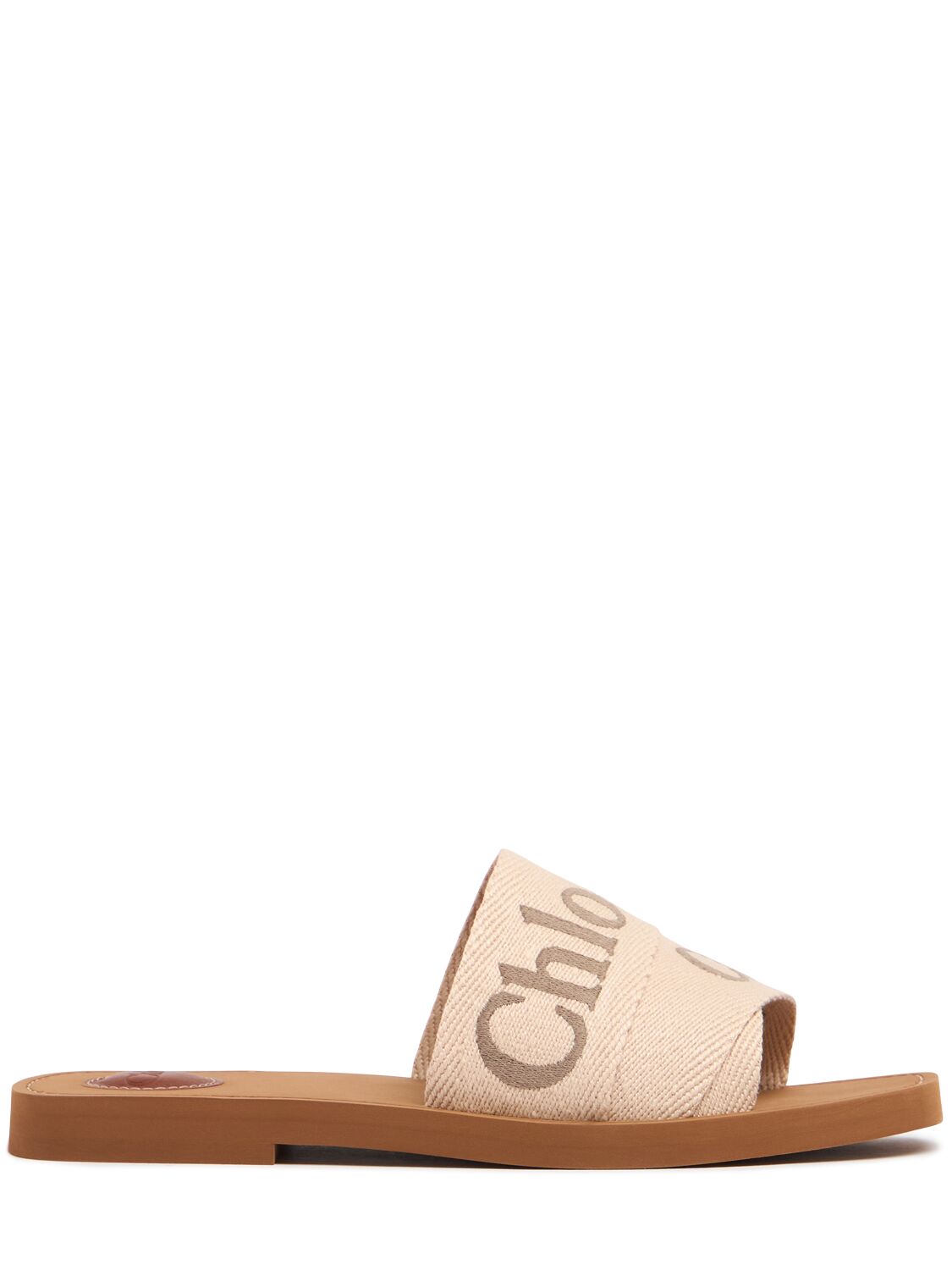Shop Chloé 10mm Woody Canvas Flats In Beige