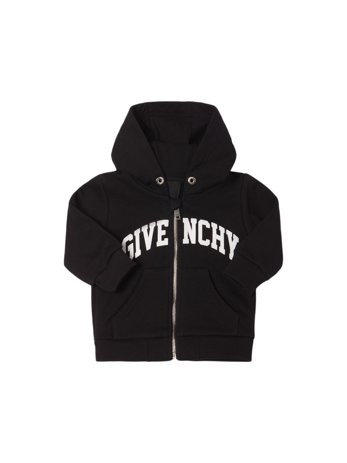 Givenchy Printed Cotton Blend Zip-up Sweatshirt In Black