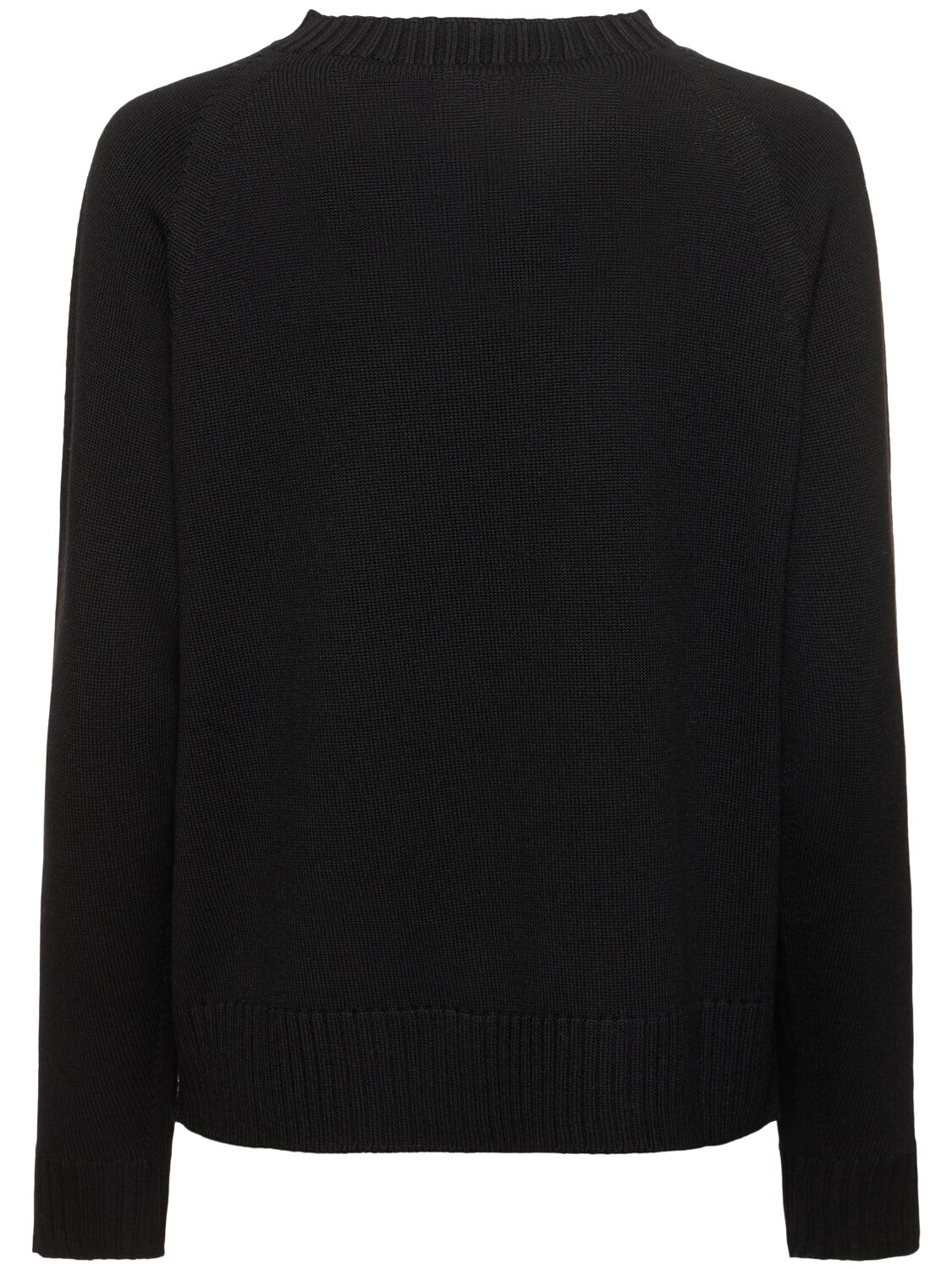 Shop Max Mara Salvia Wool Knit Crewneck Sweater In Black