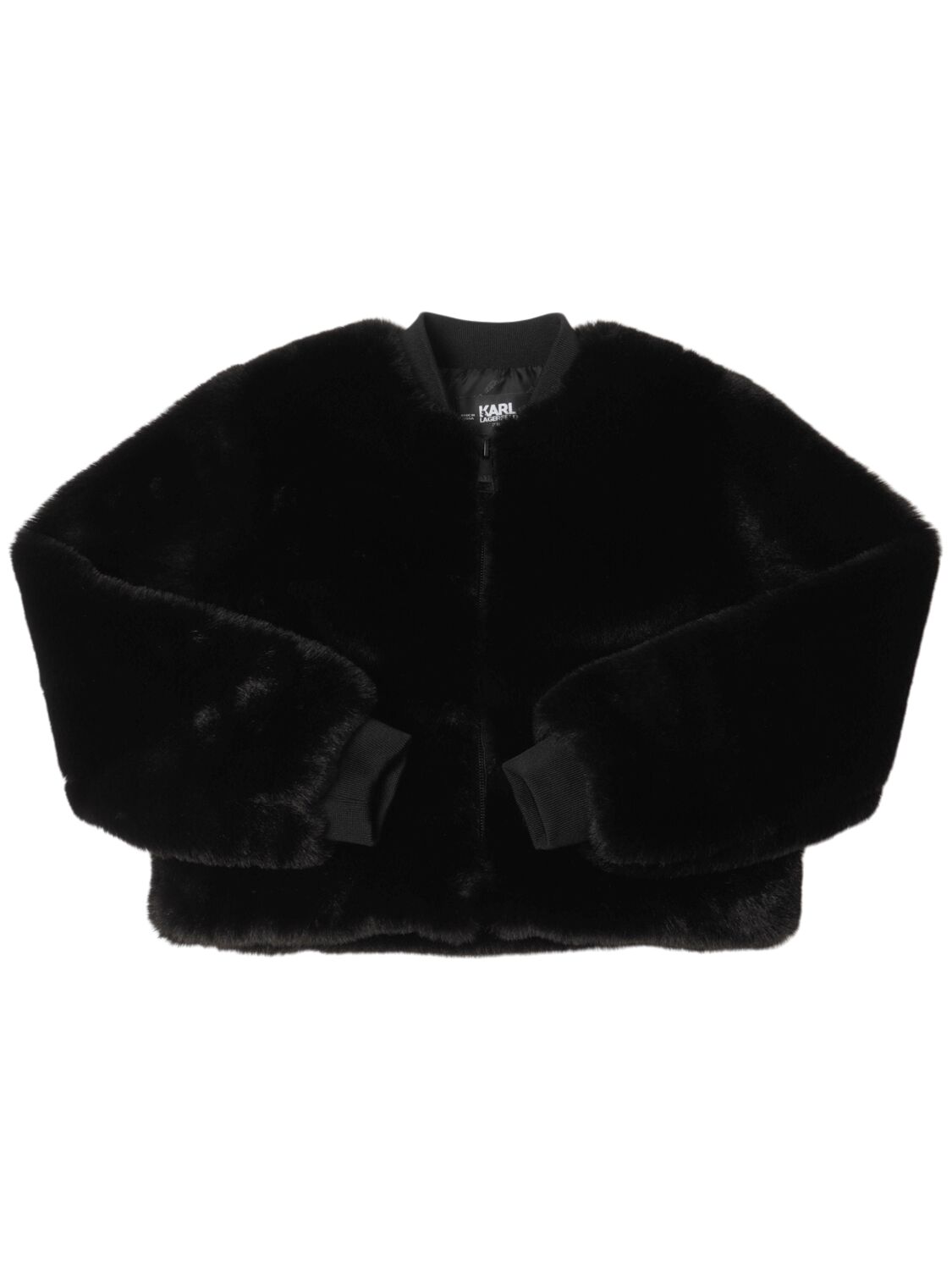 Karl Lagerfeld Faux Fur Bomber Jacket In Black