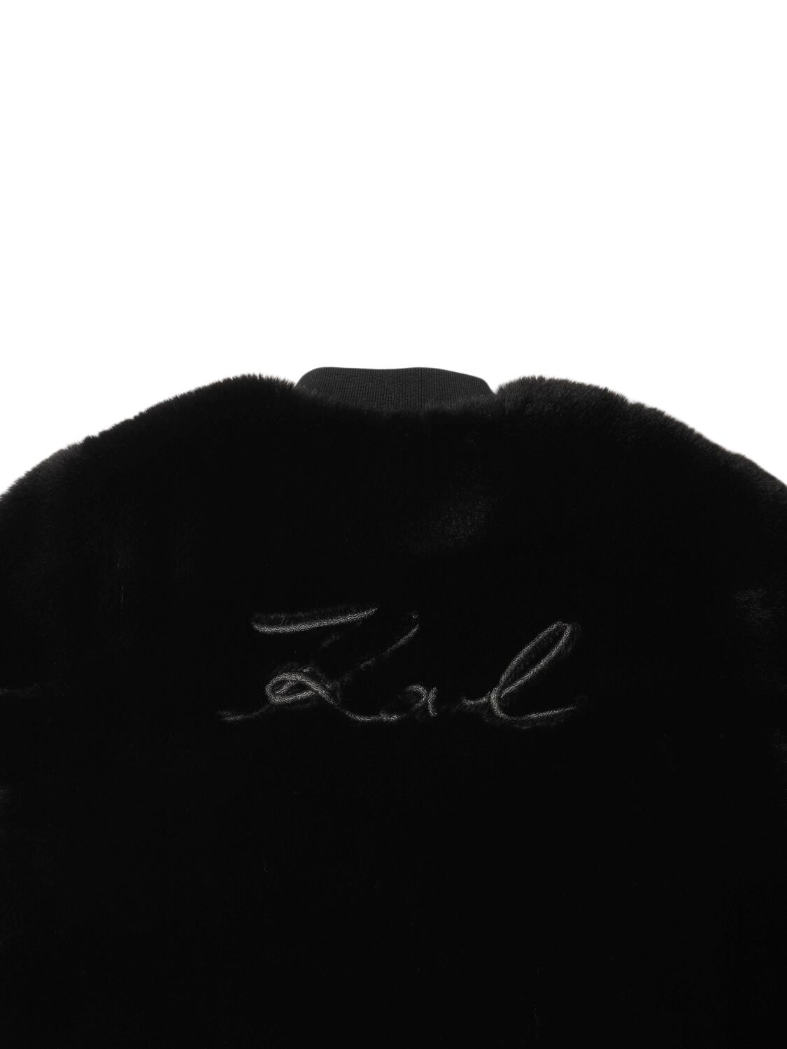 Karl Lagerfeld Faux Fur Bomber Jacket In Black