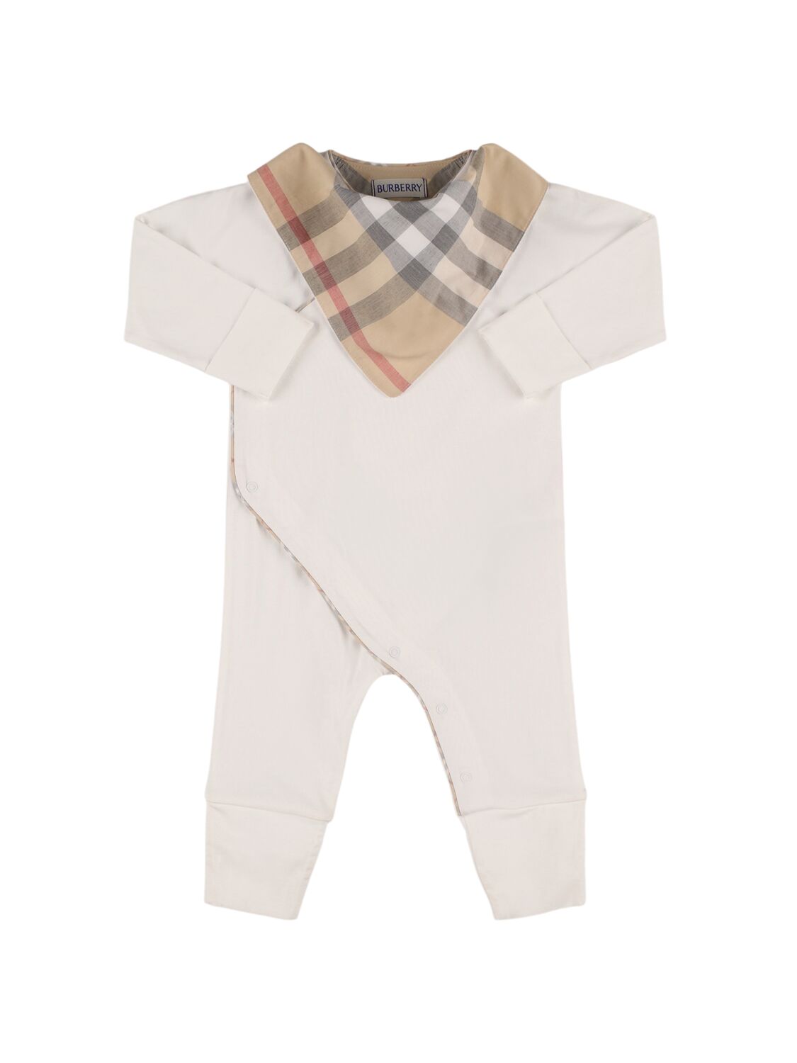 Burberry Babies' Spielanzug Aus Baumwolle Mit Latz In Gold