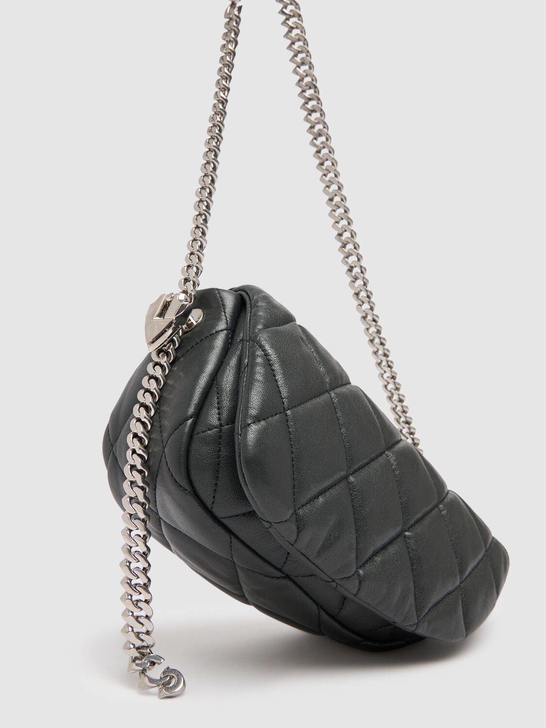 Shop Burberry Small Shield Leather Shoulder Bag In Schiefergrau