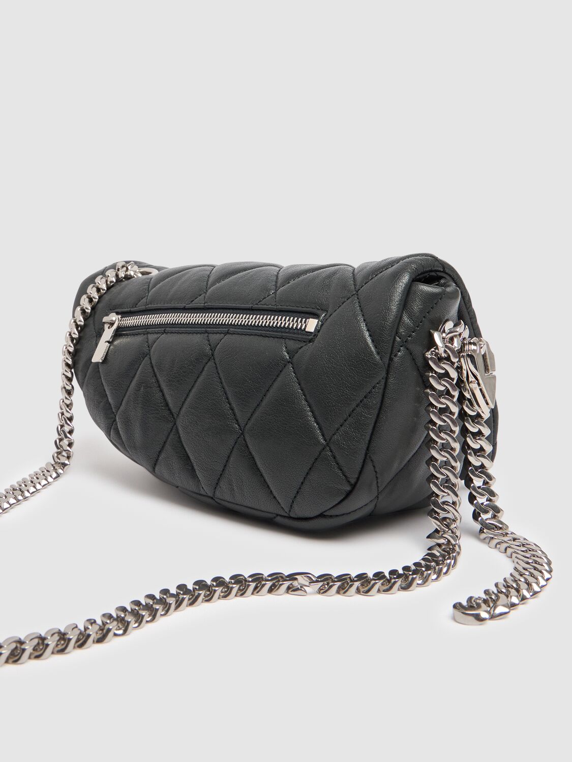 Shop Burberry Small Shield Leather Shoulder Bag In Schiefergrau