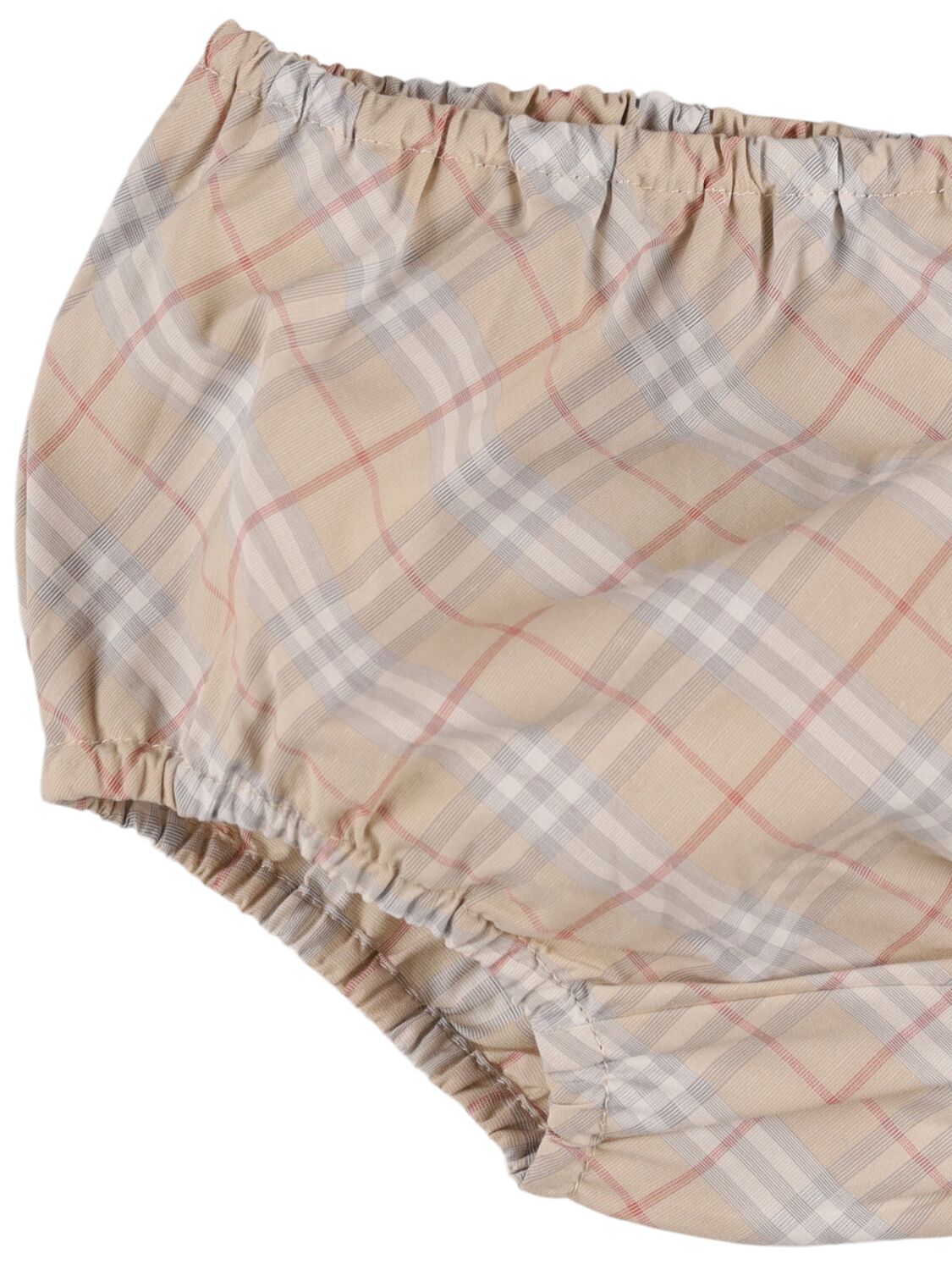 Shop Burberry Check Print Cotton Dress & Diaper Cover In Beige