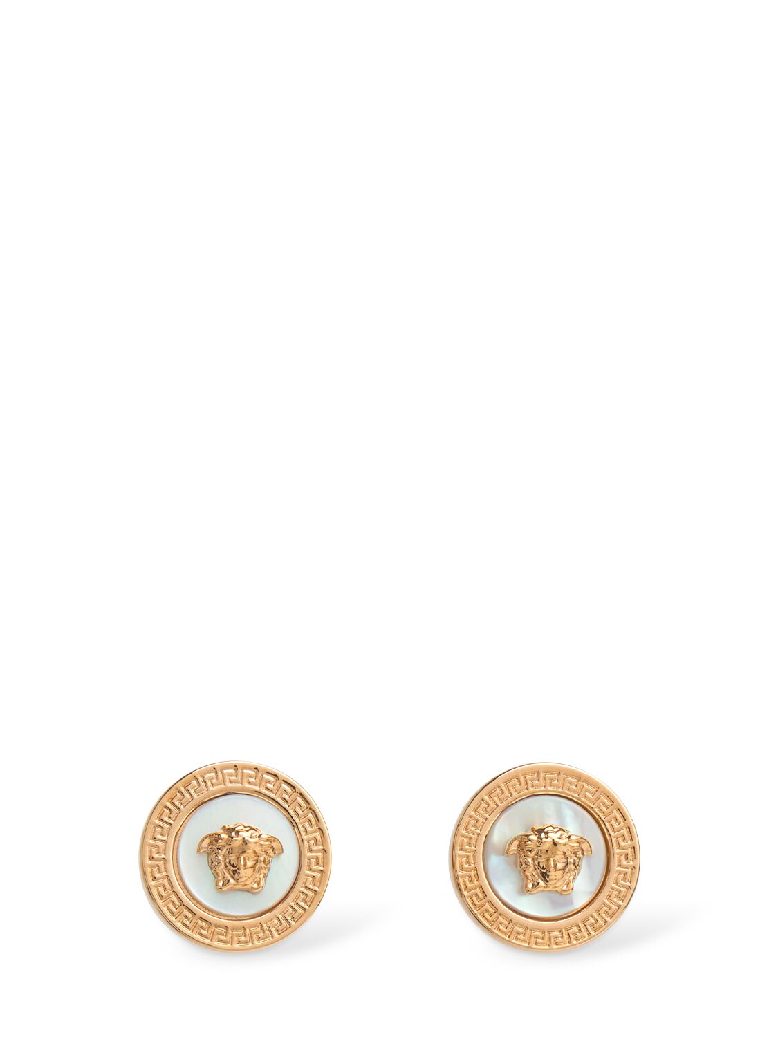 Versace Medusa Mother Of Pearl Earrings In Gold