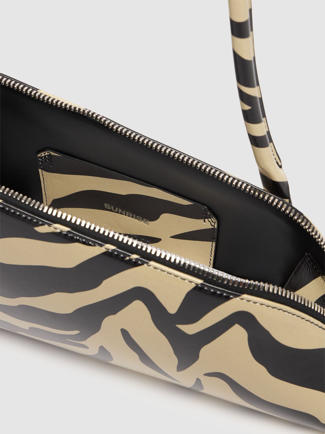 Shop Attico Sunrise Leather Shoulder Bag In Black/safari