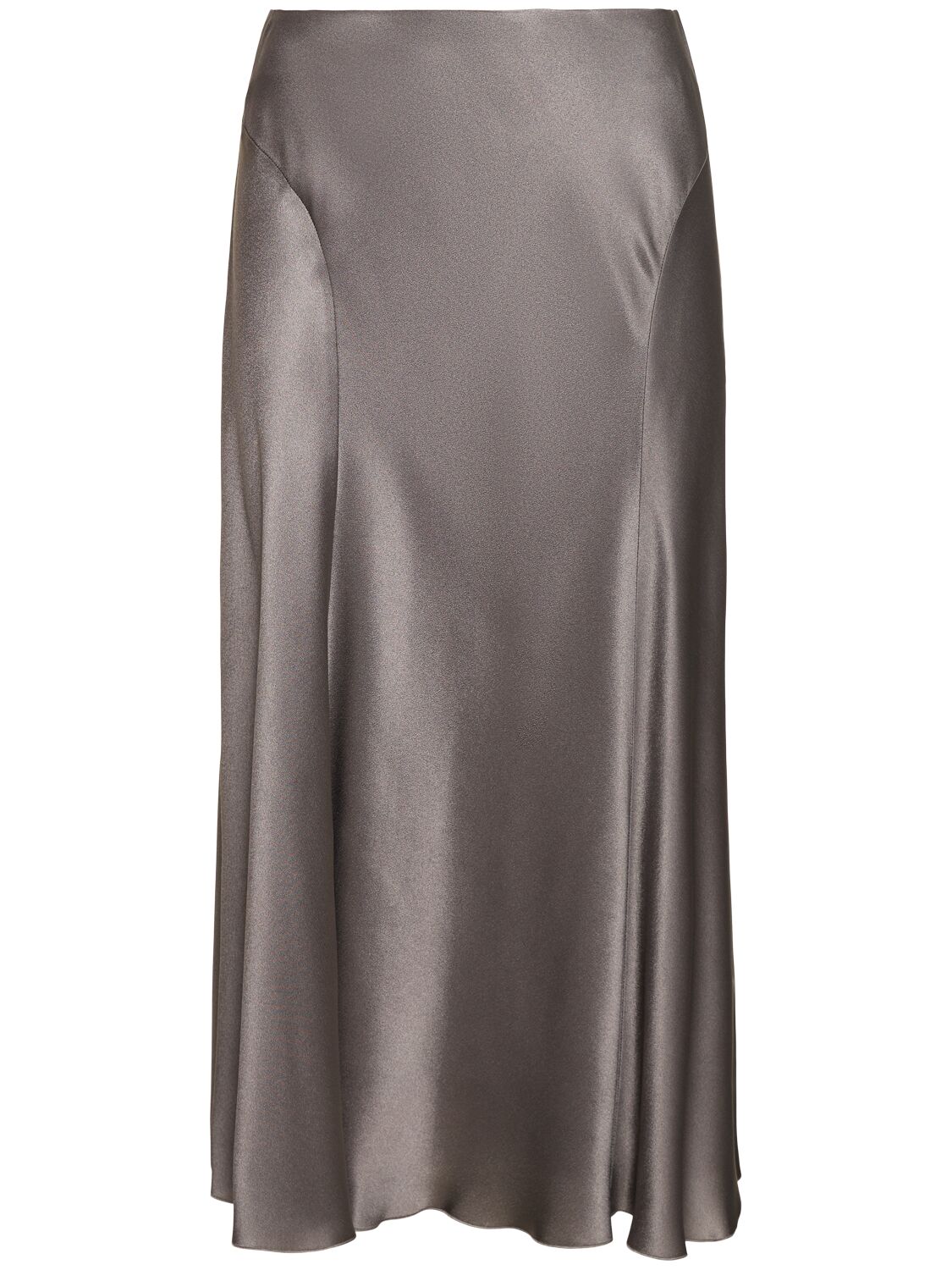 Alberta Ferretti Satin Midi Skirt In Grey