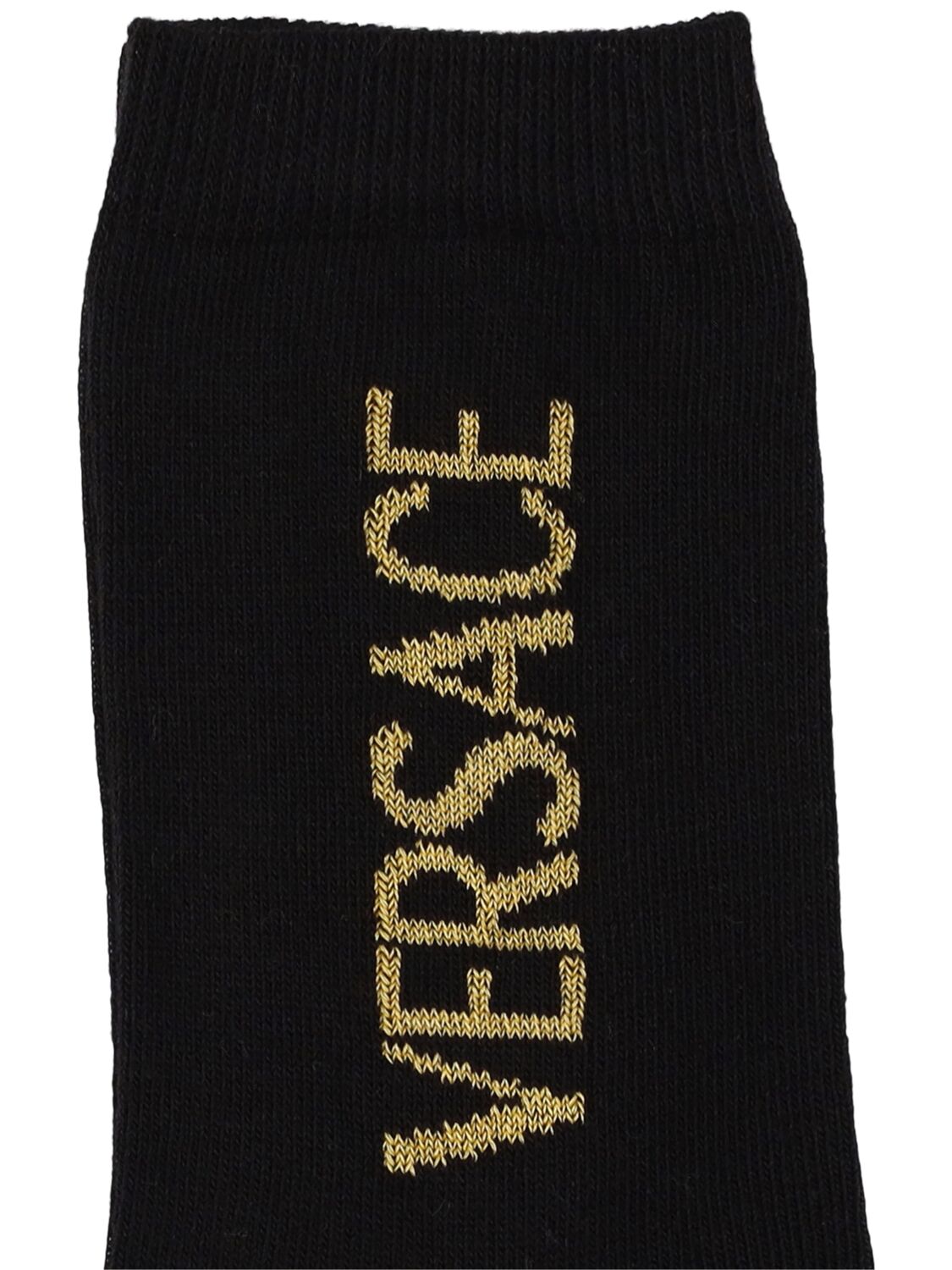 Shop Versace Set Of 3 Cotton Blend Socks W/ Logo In White/pink