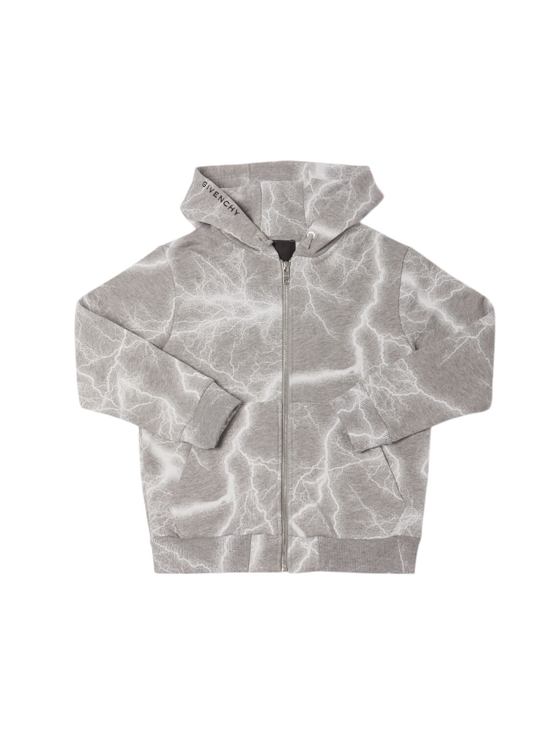 Givenchy Cotton Full-zip Hooded Sweatshirt In Gray