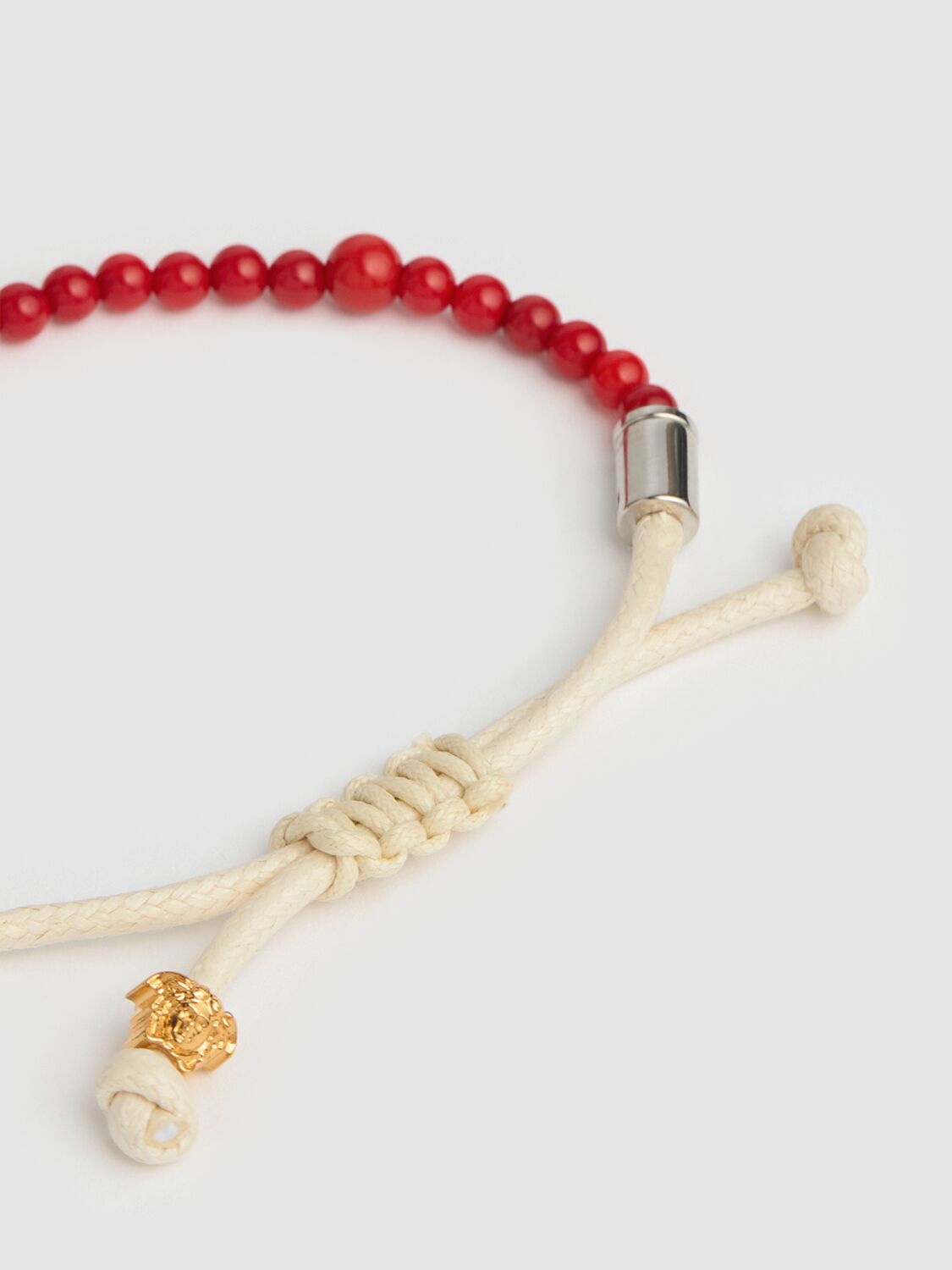 Shop Versace Logo Bracelet In Red/gold