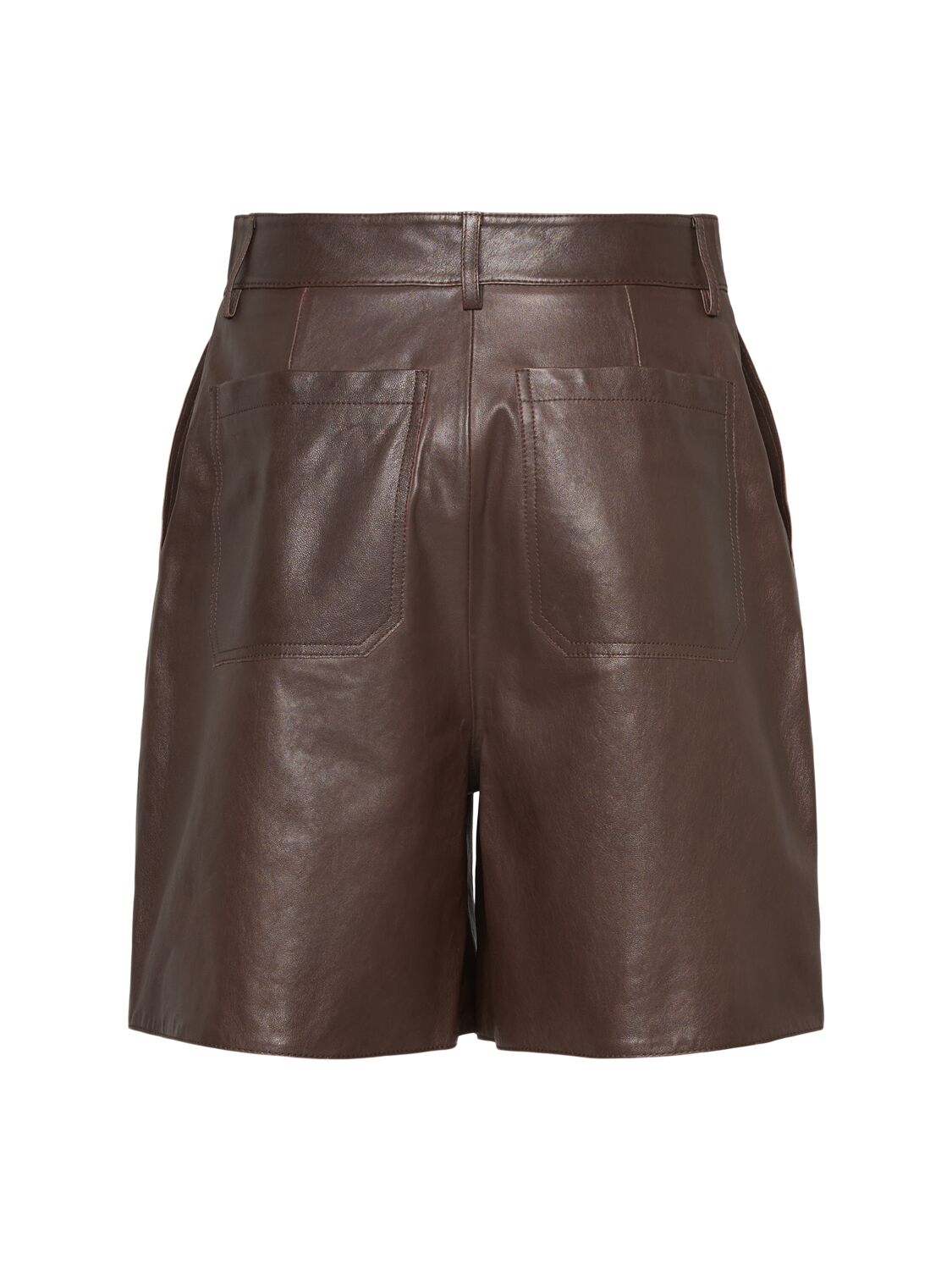 Shop Weekend Max Mara Biella Leather Shorts In Brown