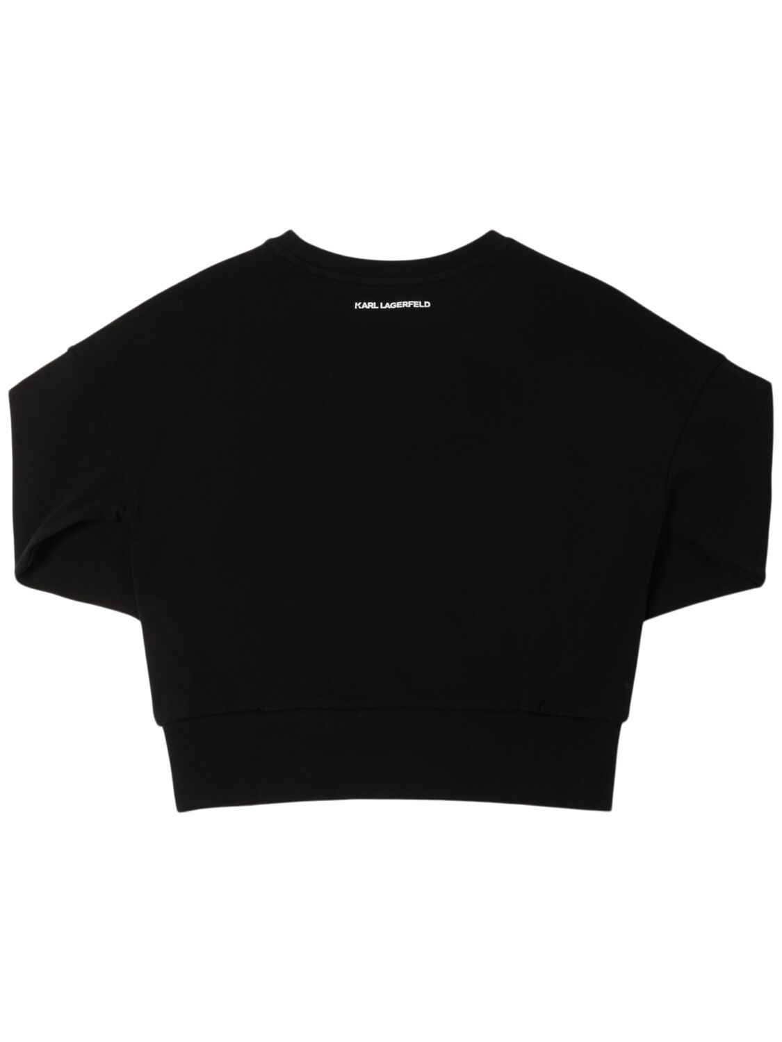 KARL LAGERFELD PRINTED COTTON BLEND CREWNECK SWEATSHIRT 