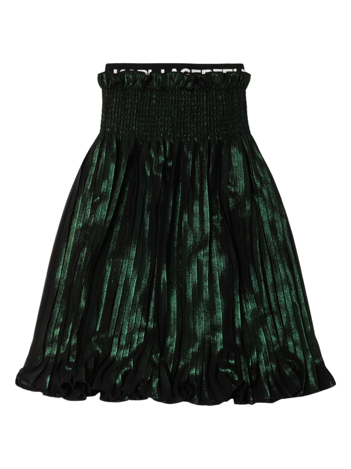 Karl Lagerfeld Pleated Tech Skirt In Green