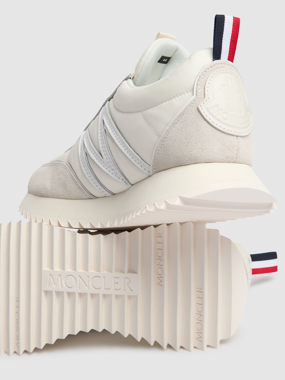 Shop Moncler Pacey Nylon Sneakers In Milk White