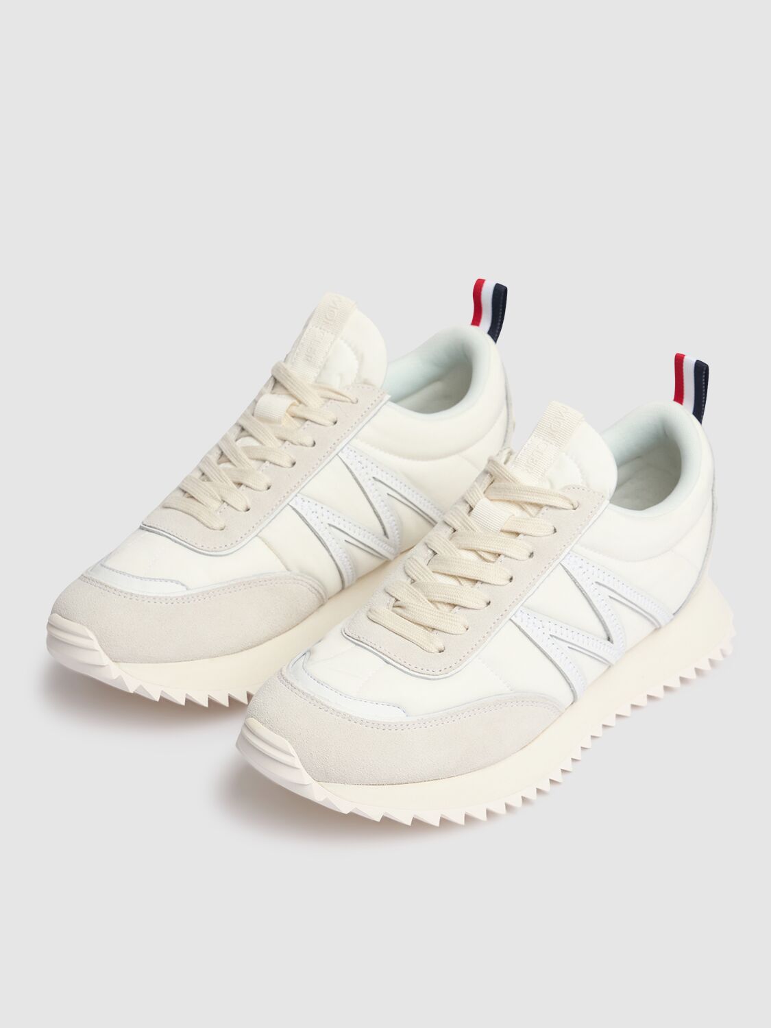 Shop Moncler Pacey Nylon Sneakers In Milk White