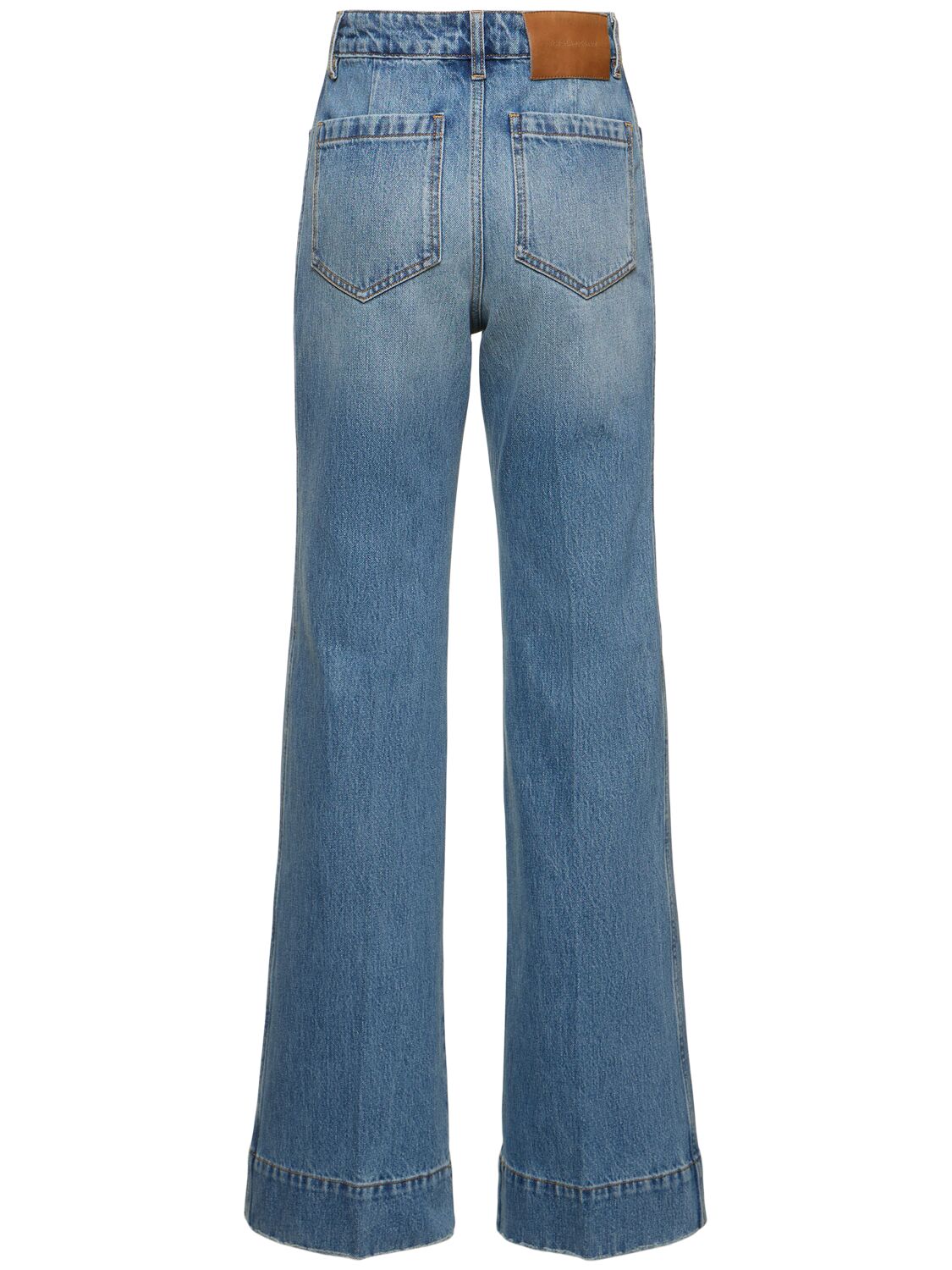 Shop Victoria Beckham Alina Denim High Waisted Wide Jeans In Blue