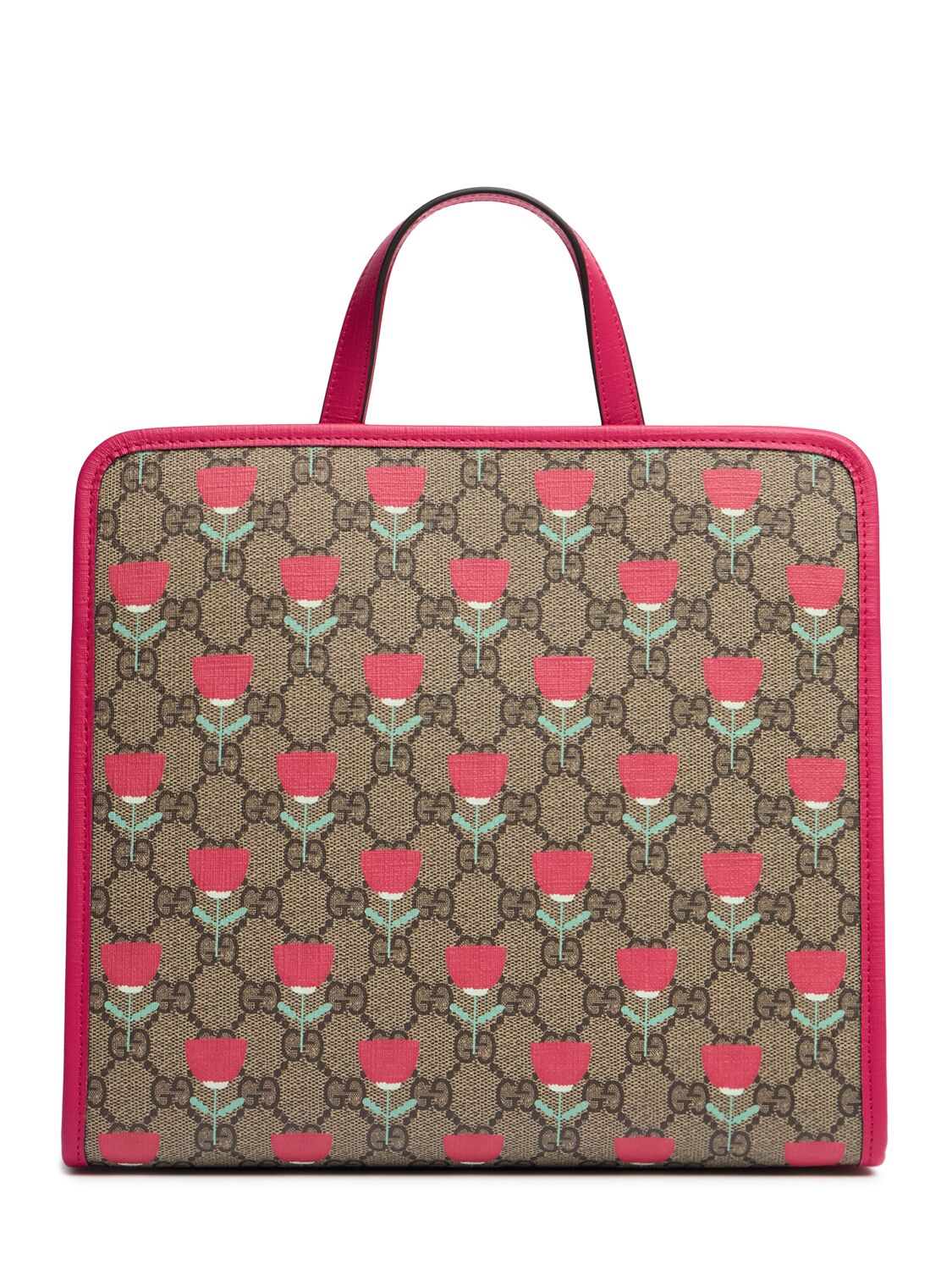 Gucci Gg Campanula Canvas Tote Bag In Beige/ebony/red