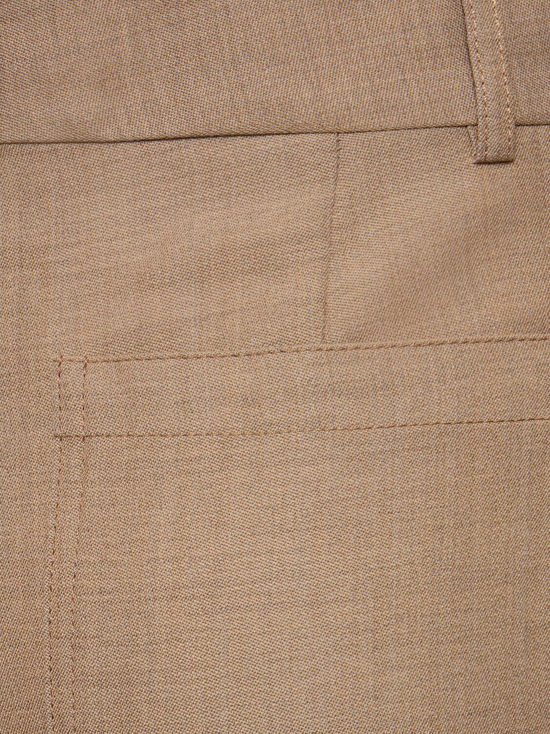 Shop Victoria Beckham Alina Wool Blend Flared Pants In Dark Beige