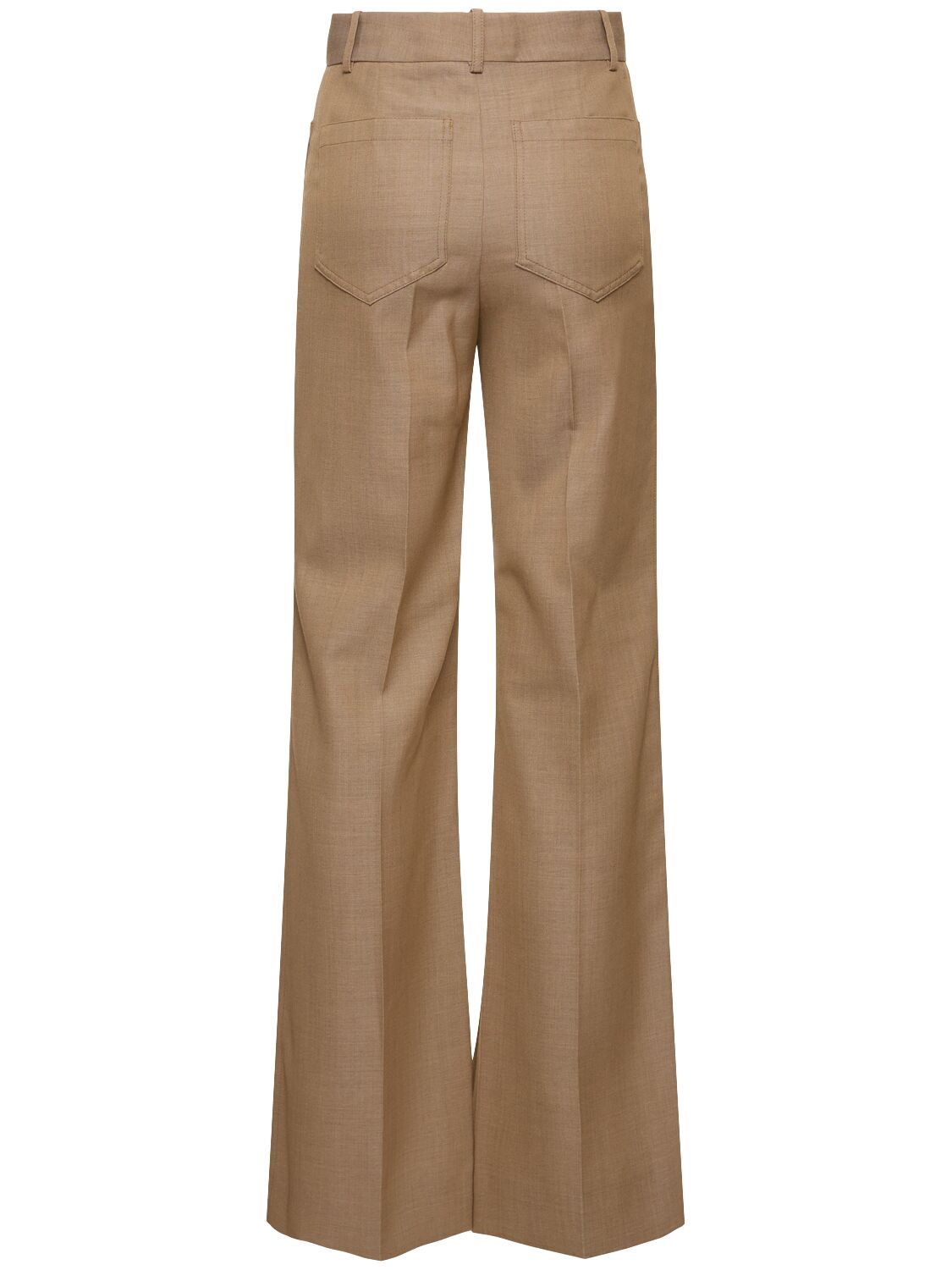 Shop Victoria Beckham Alina Wool Blend Flared Pants In Dark Beige