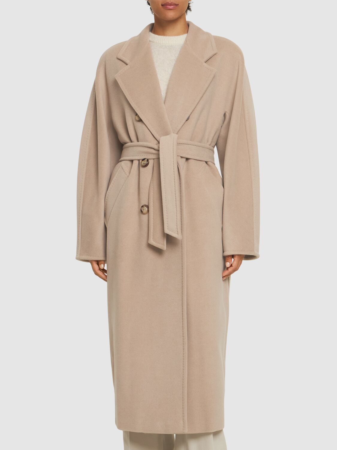 Max Mara Women's Beige Double-breasted Coat In Pink