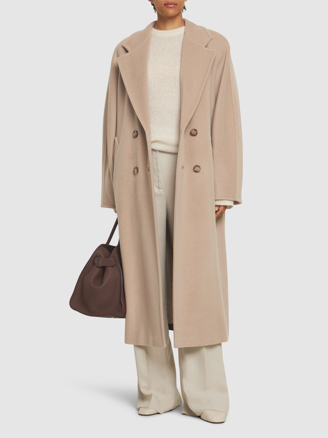 Max Mara Women's Beige Double-breasted Coat In Pink