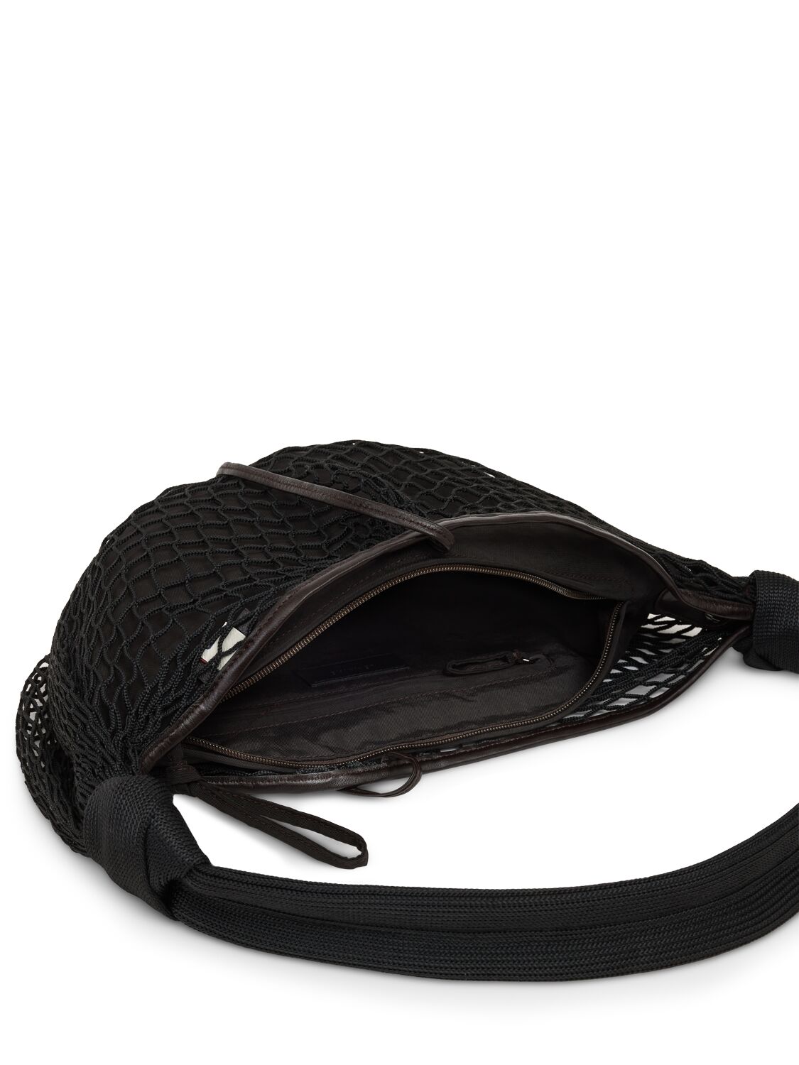 Shop Lemaire Small Fortune Croissant Filt Net Bag In Black