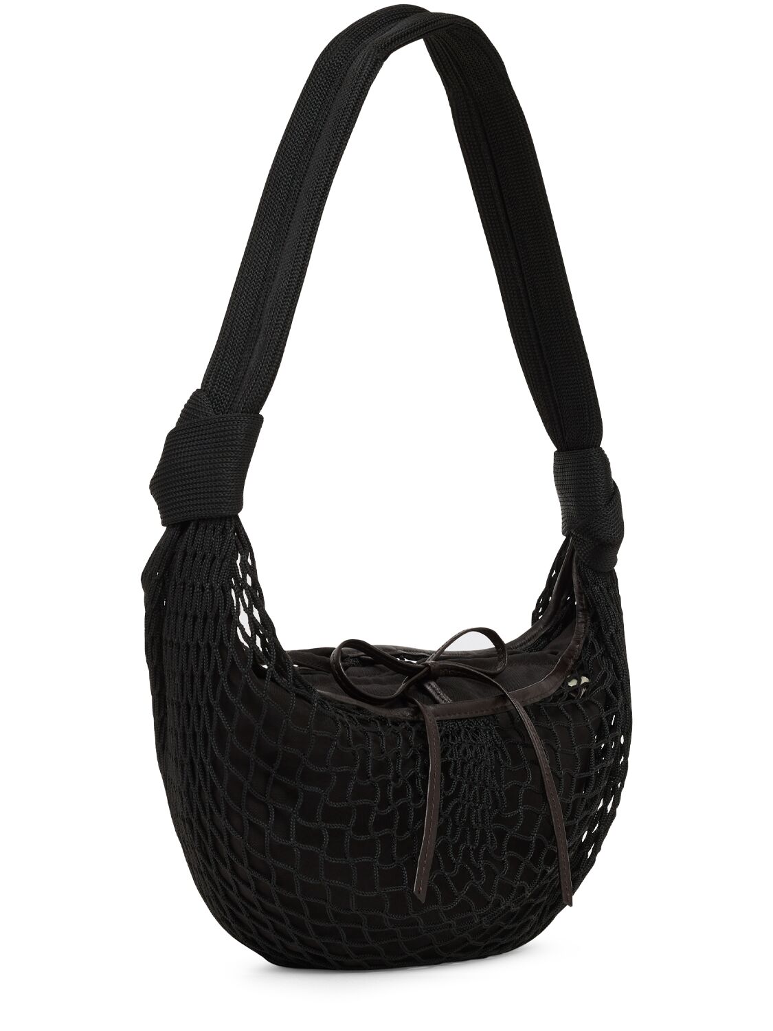 Shop Lemaire Small Fortune Croissant Filt Net Bag In Black