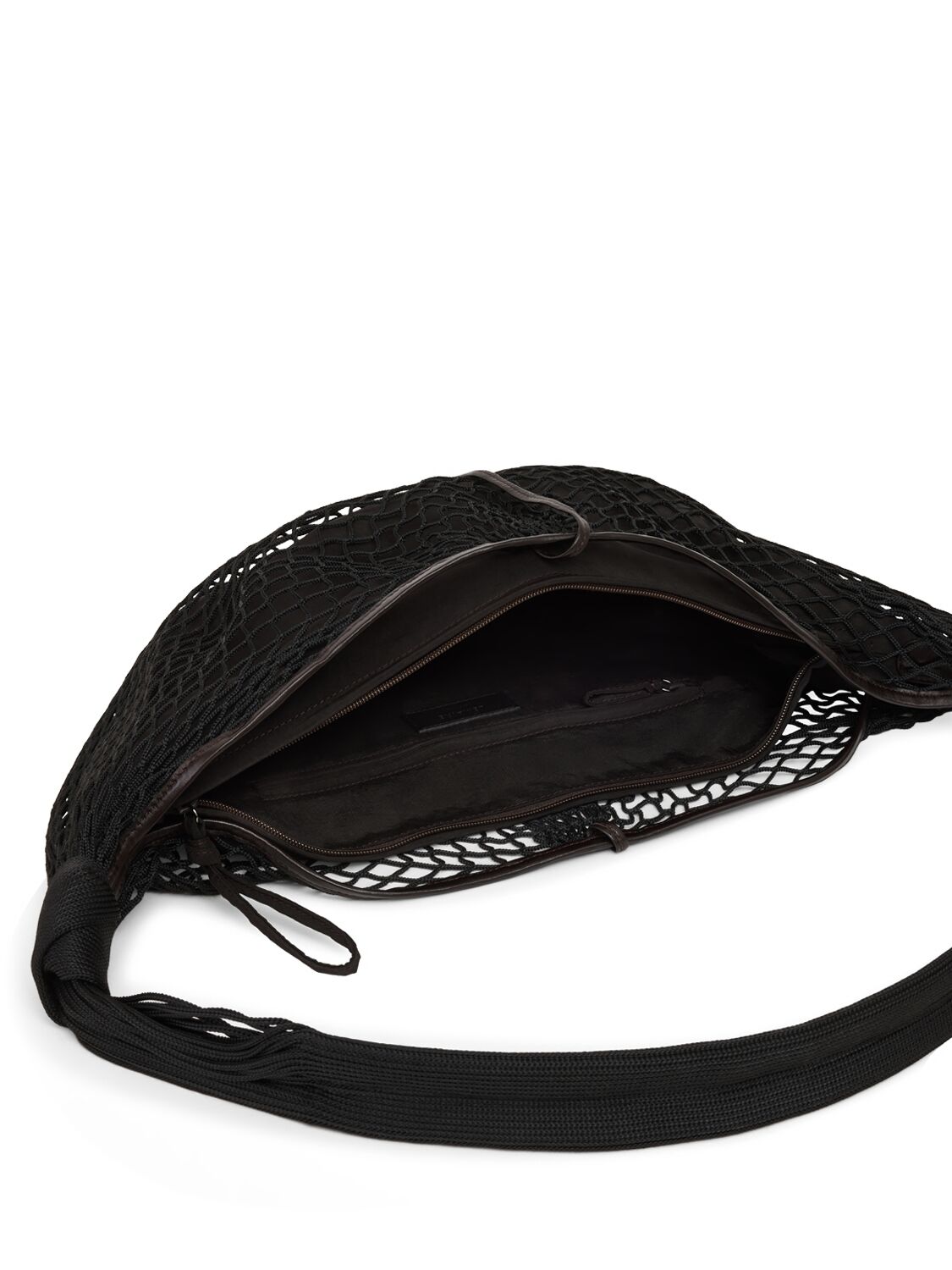 Shop Lemaire Medium Fortune Croissant Filt Net Bag In Black