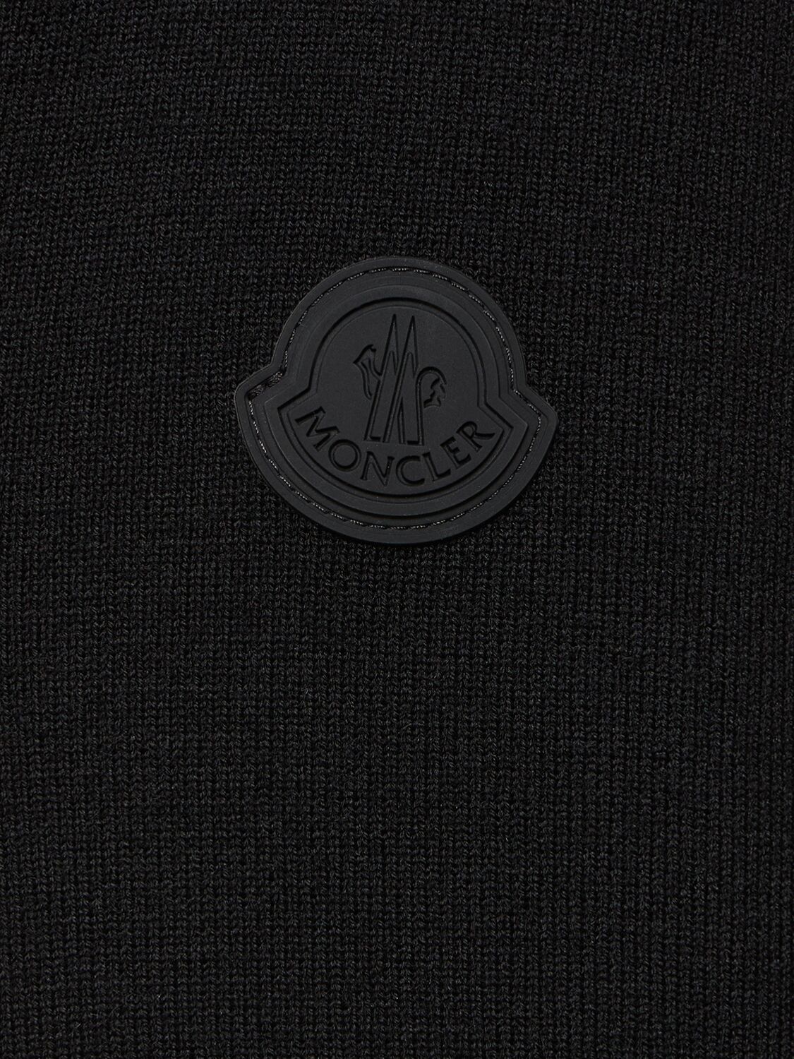 Shop Moncler Knitted Wool Blend Down Cardigan Jacket In Black