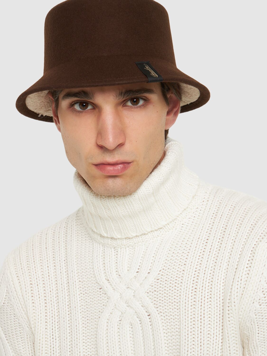 Shop Borsalino Ken Bucket Felt Hat In Marrone/panna