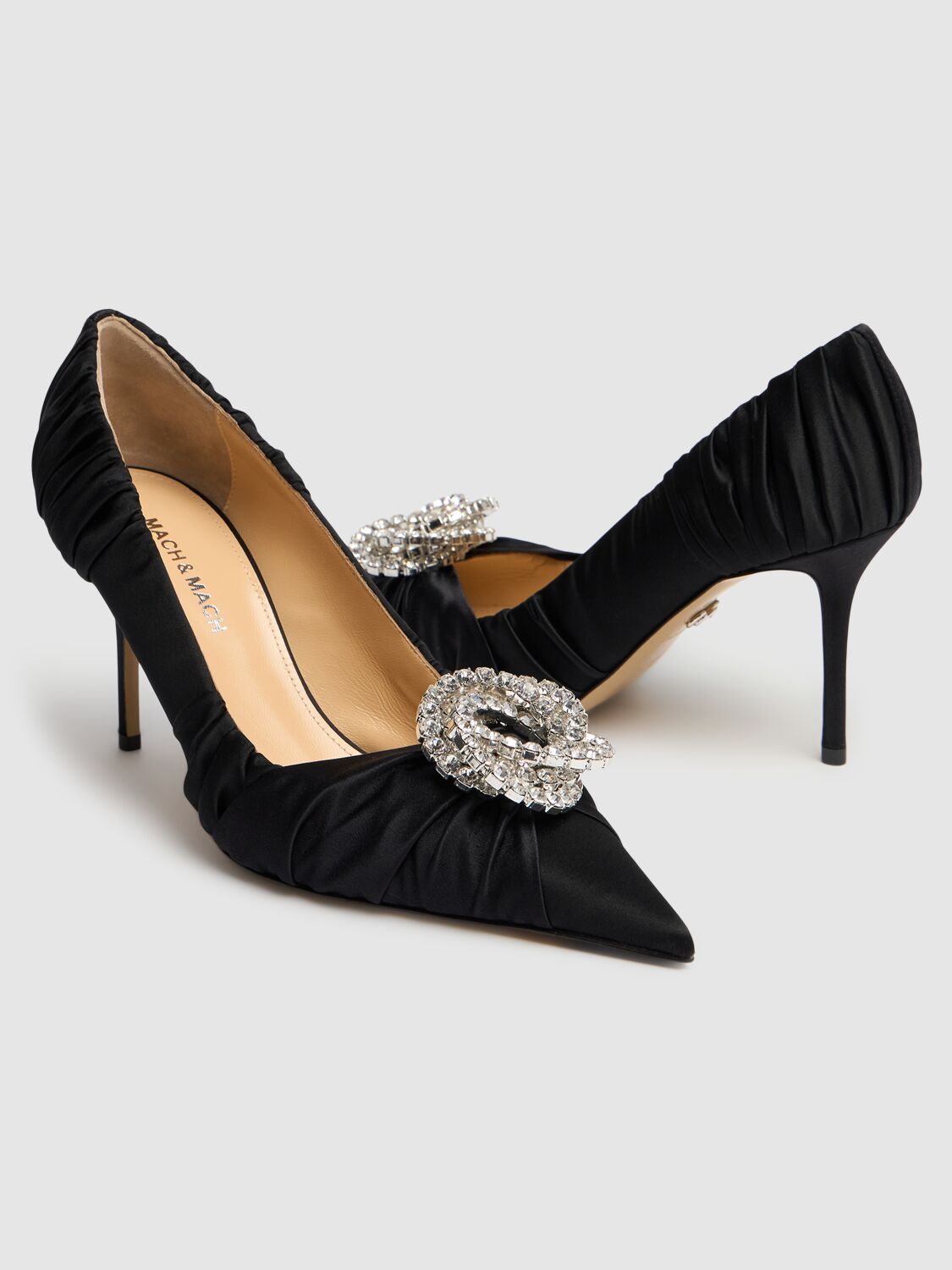 Shop Mach & Mach 85mm Galaxy Satin Pumps In Black