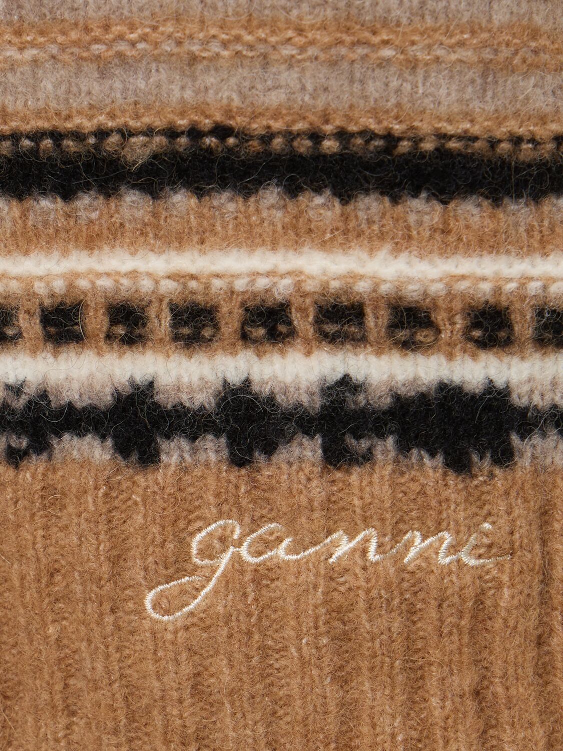 Shop Ganni Striped Soft Alpaca Blend Vest In Brown/multi