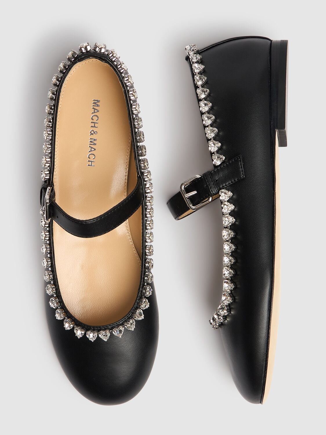 Shop Mach & Mach 10mm Audrey Leather Mary Janes In Black