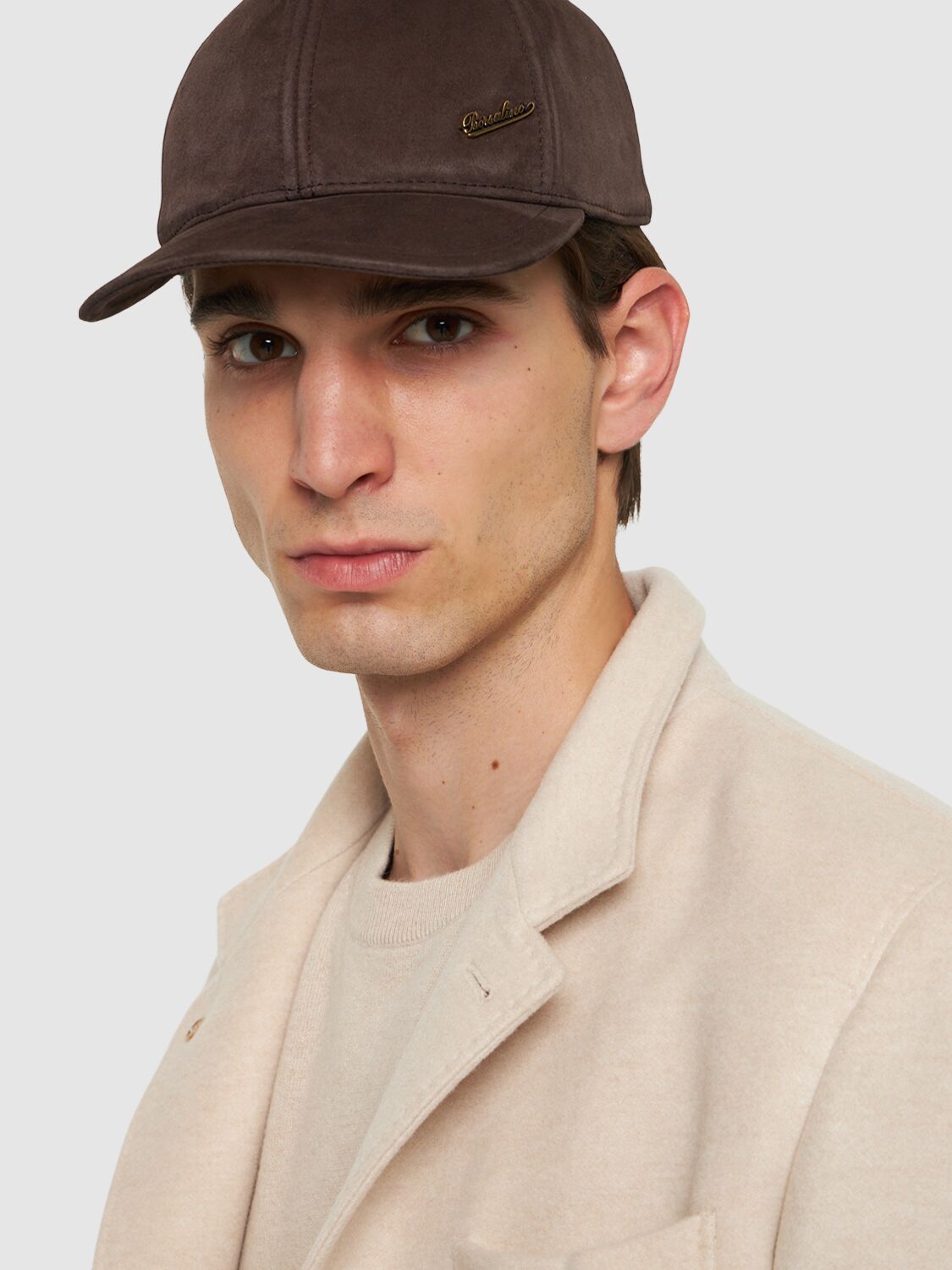 Shop Borsalino Otis Suede Baseball Hat In Dark Brown