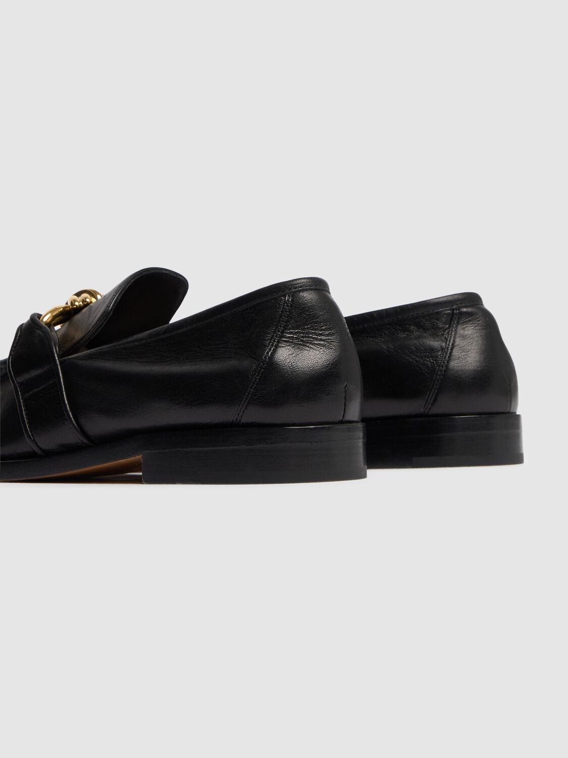 Shop Bottega Veneta 10mm Astaire Leather Loafers In Black