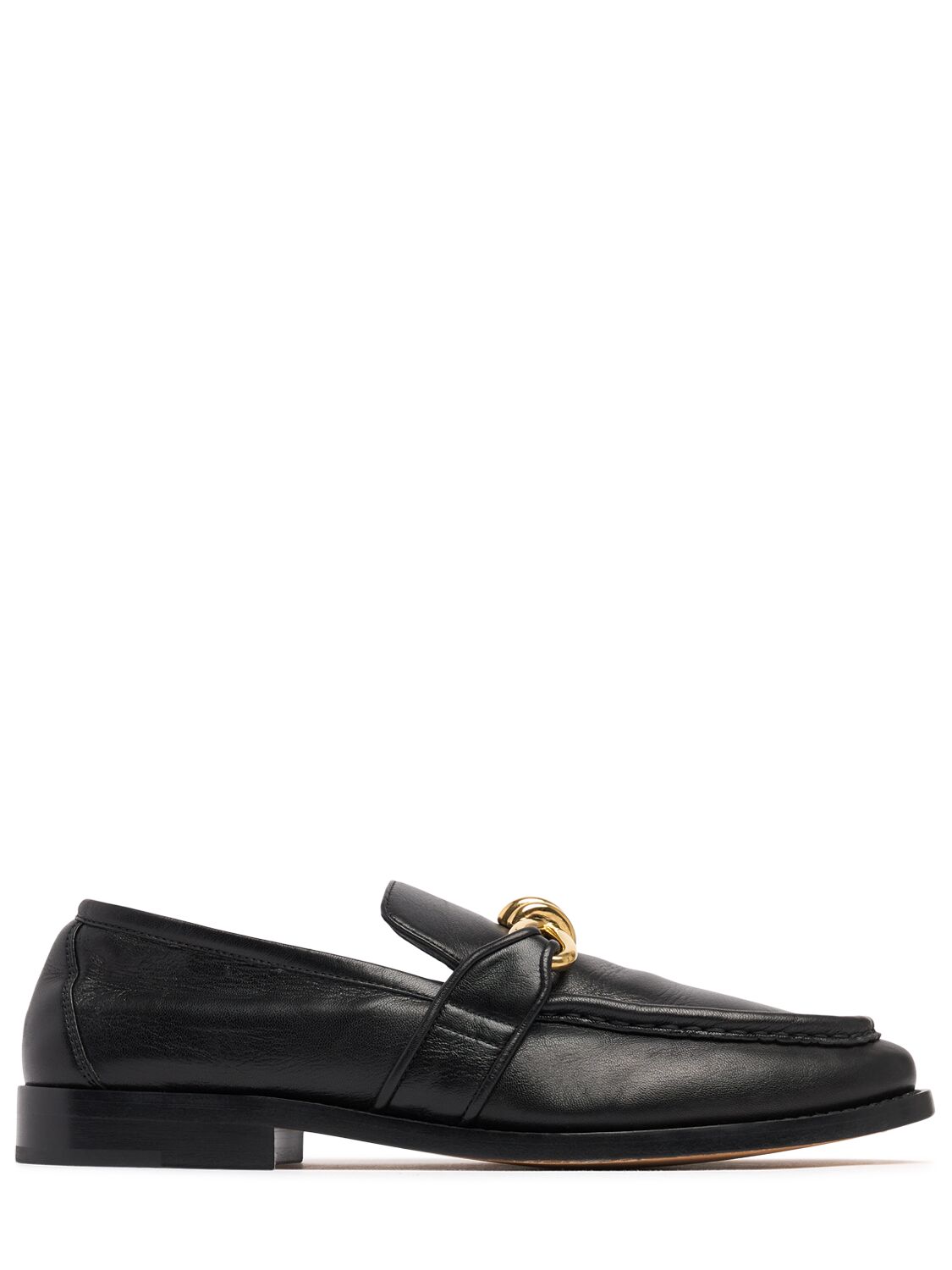 Shop Bottega Veneta 10mm Astaire Leather Loafers In Black