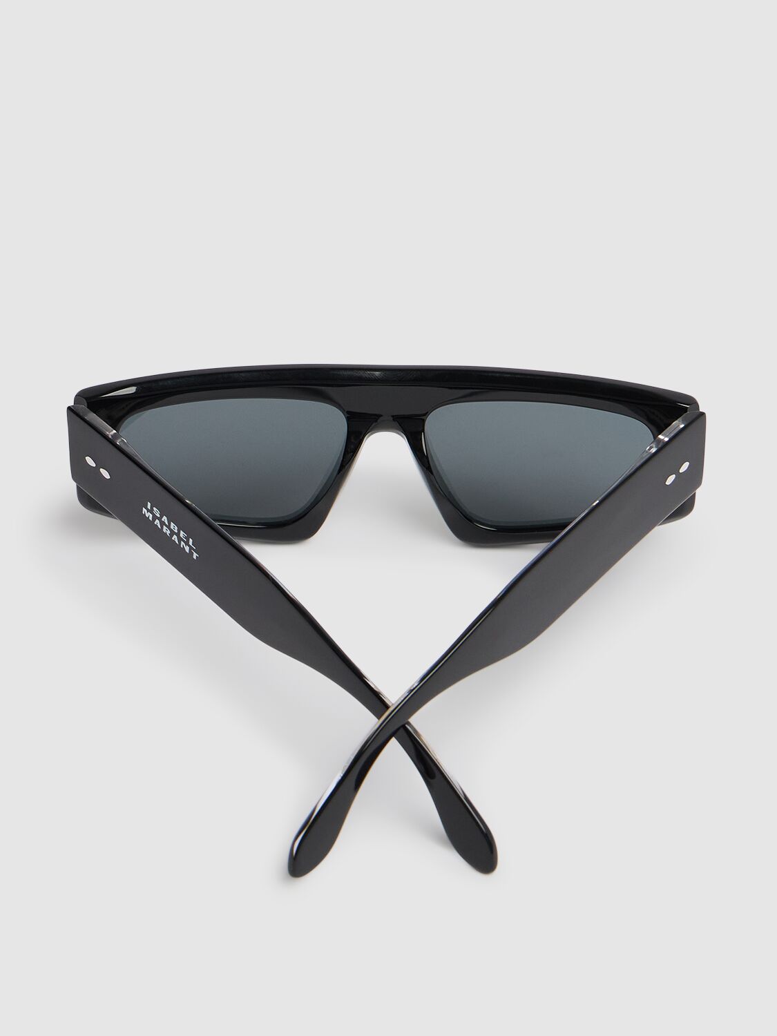 Shop Isabel Marant Maxi Temple Squared Acetate Sunglasses In Black/grey